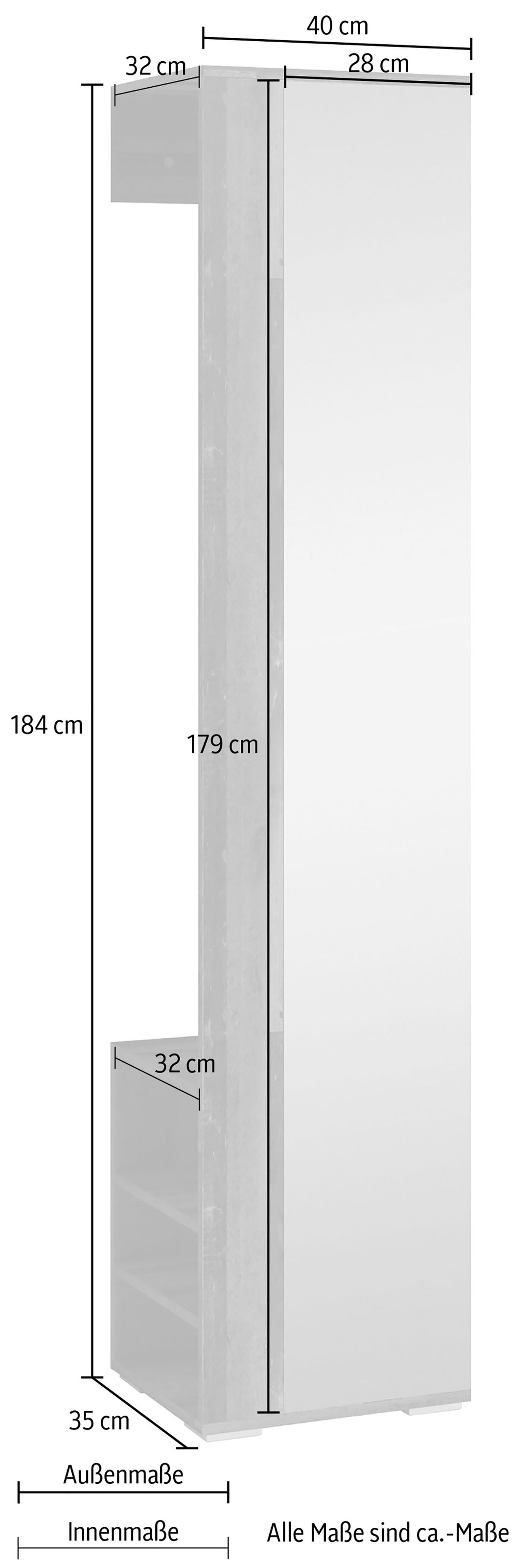 byLIVING Garderobenpaneel »Ben«, (1 St.), Breite 40 cm, mit Spiegel und Kleiderstange
