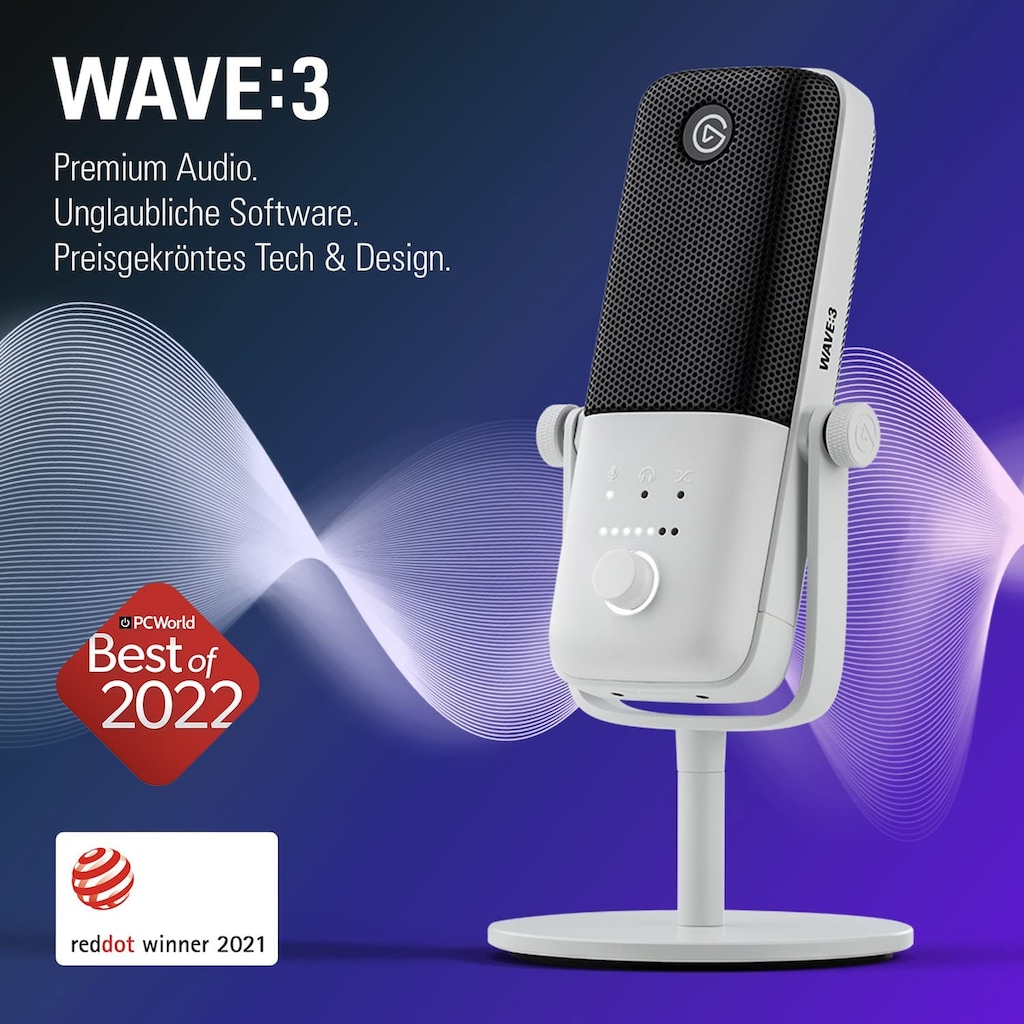 Elgato Mikrofon »Mikrofon Wave:3 White & Stream Deck Mk.2 White Bundle«