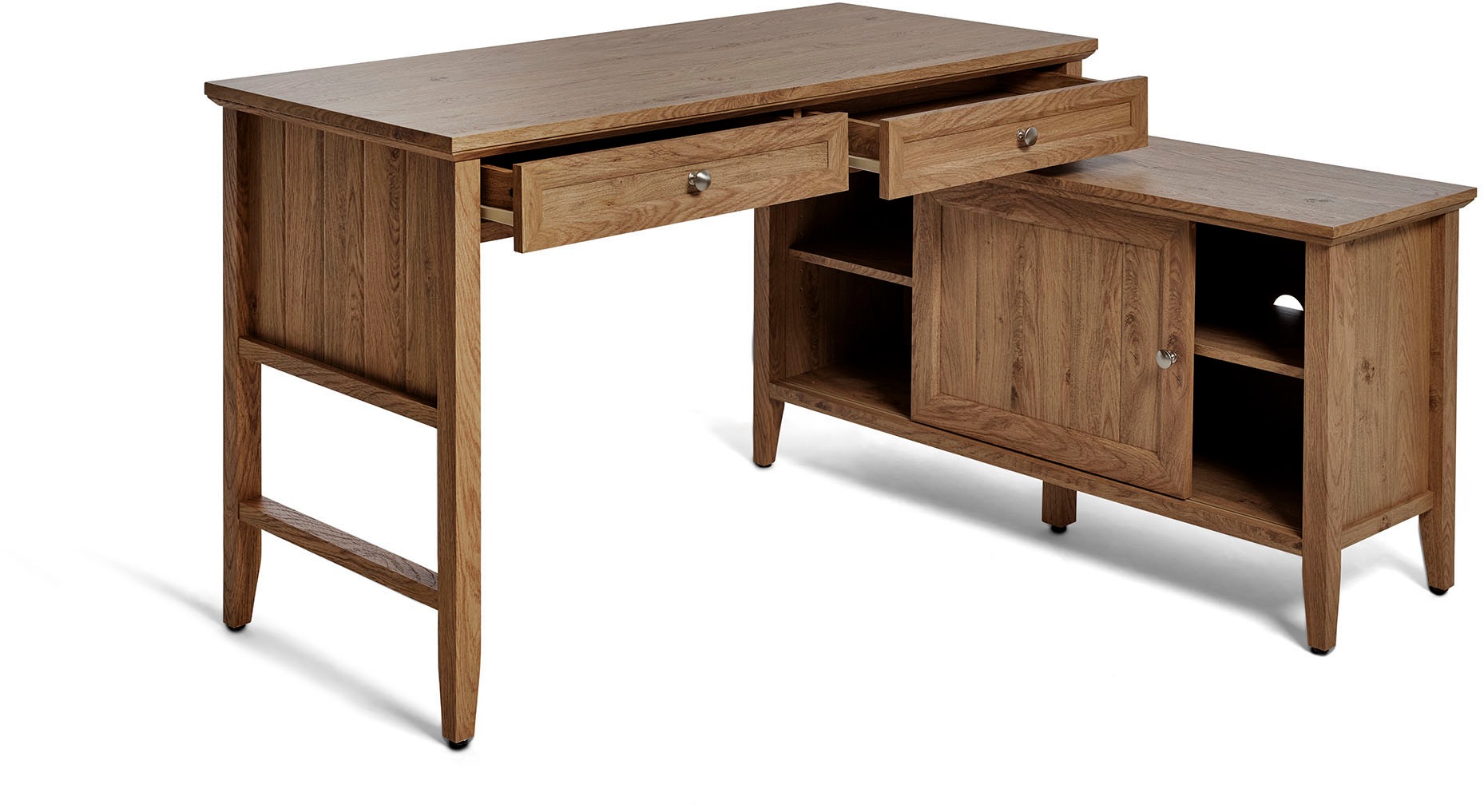 Jahnke Eckschreibtisch »CLASSIC C 145 E«, wechselseitig montierbar, mit Schiebetür, Schenkelmaß 144,9 x 120 cm