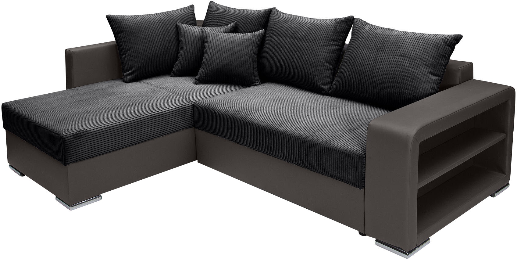 COLLECTION AB Ecksofa »John L-Form«, Regalarmlehne,Bettfunktion,Bettkasten,Ottomane beiseitig montierbar