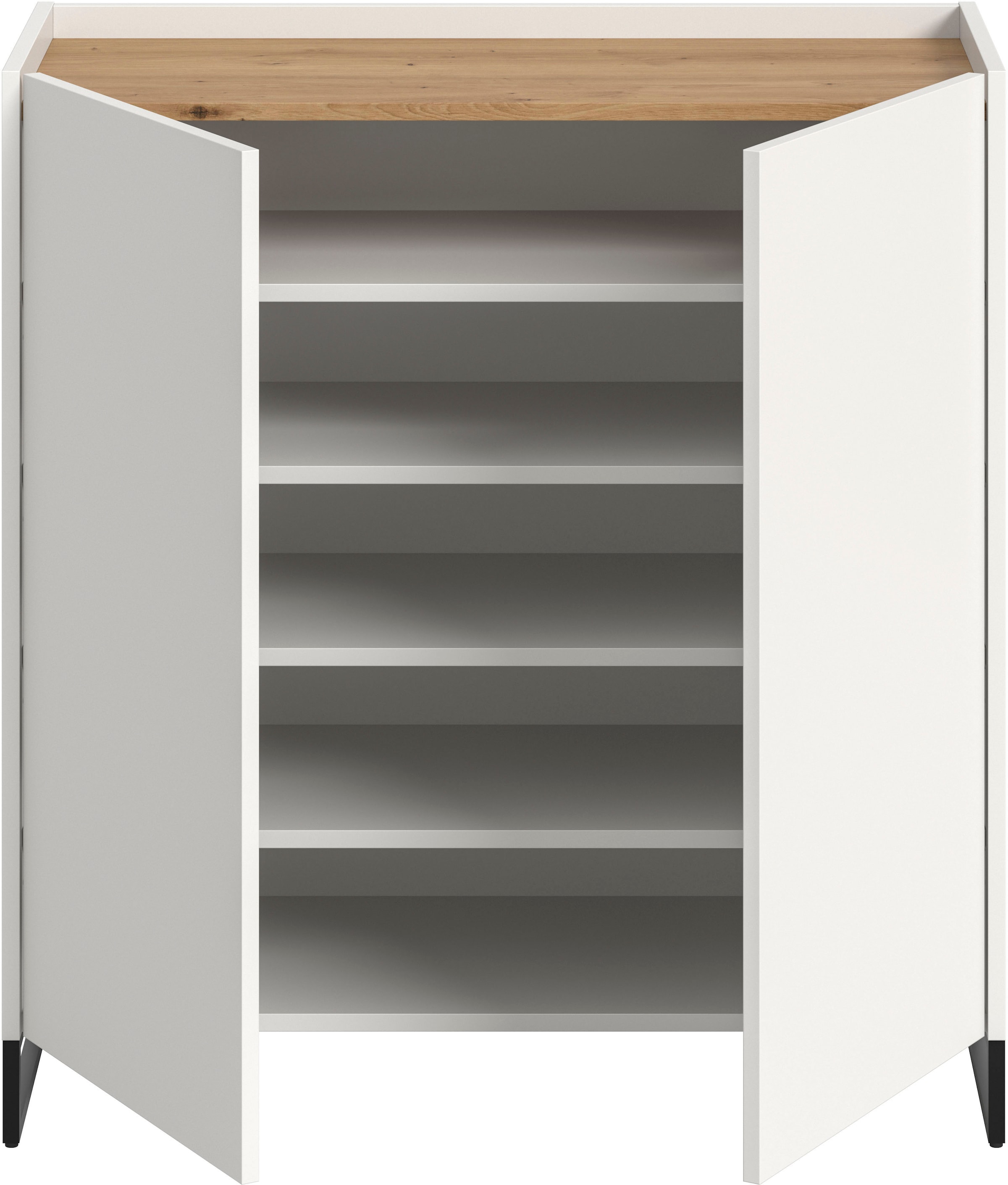 Home affaire Schuhschrank »EVRID, Breite 90cm, 2 Türen, 5 Einlegeböden, inkl. Metall-Kufenfüße« individuell mit anderen Artikel der Serie EVRID erweiterbar, 1 Stk. tlg. Schuhkommode, Kommode, Sideboard, Garderobenschrank, Flurkommode