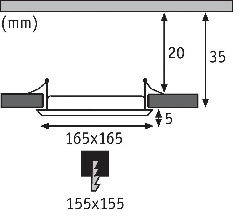 Paulmann LED Panel »LED Einbaupanel eckig 165x165mm 11,1W 2.700K Weiß«, 1 flammig, LED Einbaupanel eckig 165x165mm 11,1W 2.700K Weiß