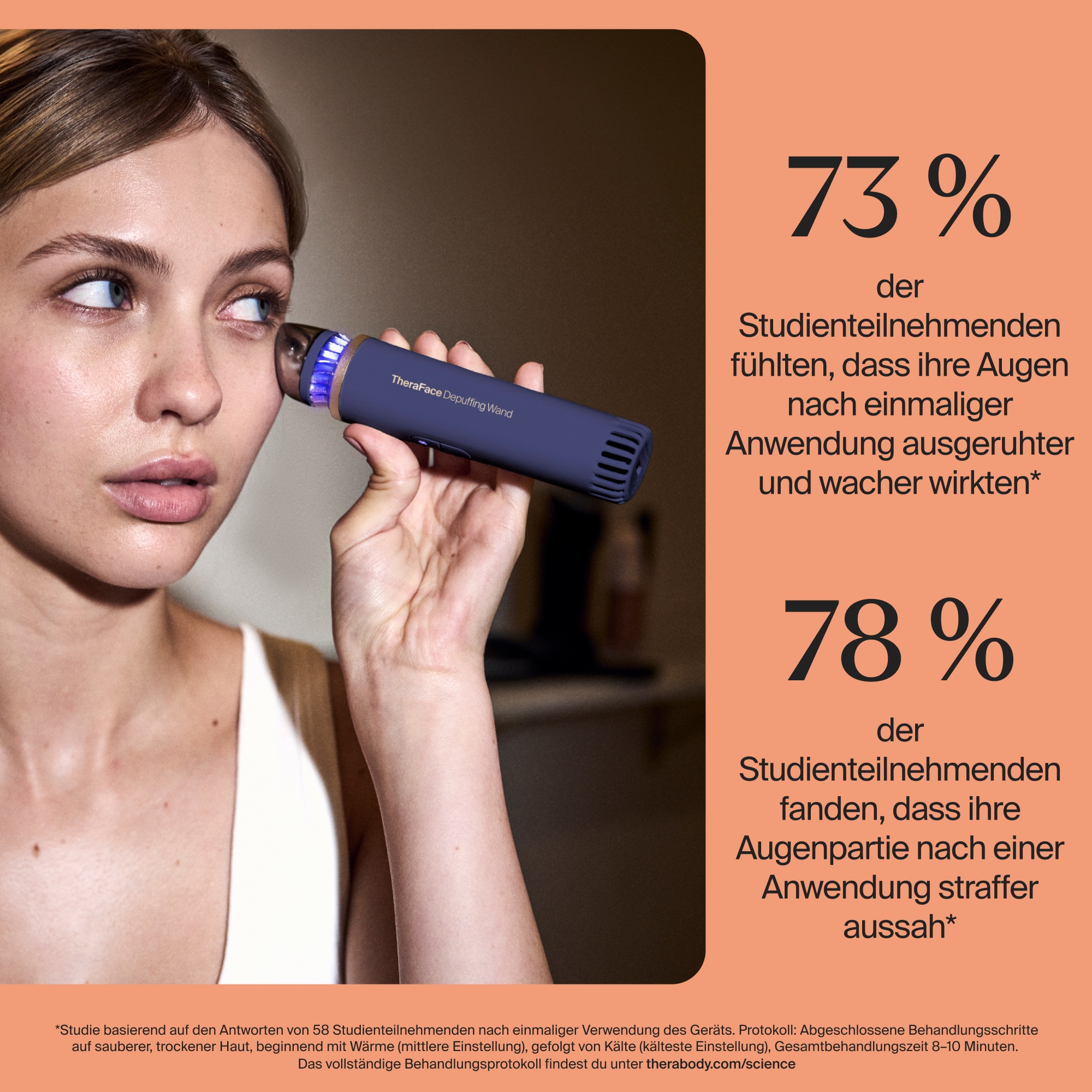 Therabody Anti-Aging-Gerät »Theraface Depuffing Wand Kälte- und Wärmebehandlungen für das Gesicht« Verbessert die Strahlkraft, reduziert Augenringe und Schwellungen