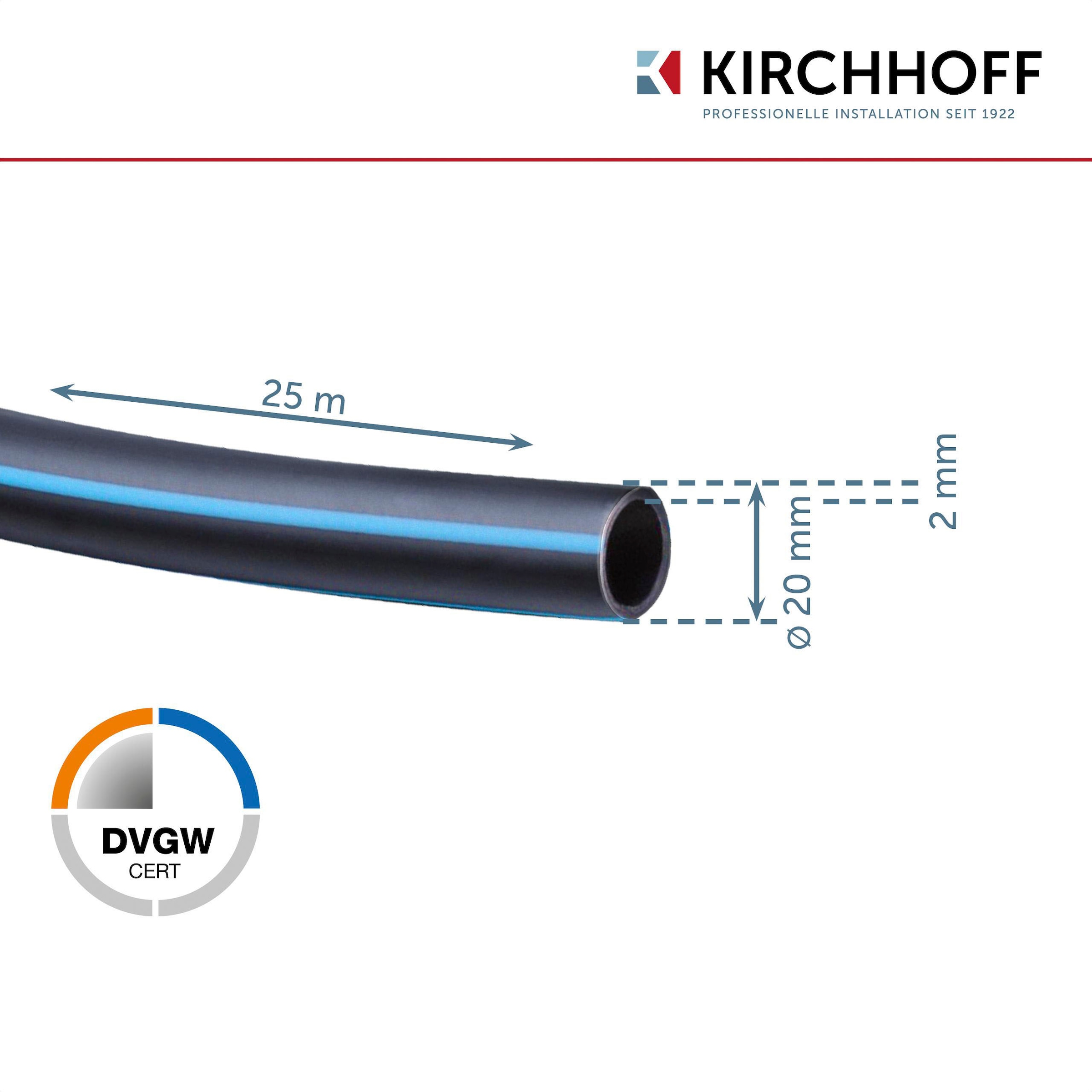 Kirchhoff Bewässerungsschlauch, Wasserleitung, Sprinklersystem 20 mm x 25 m