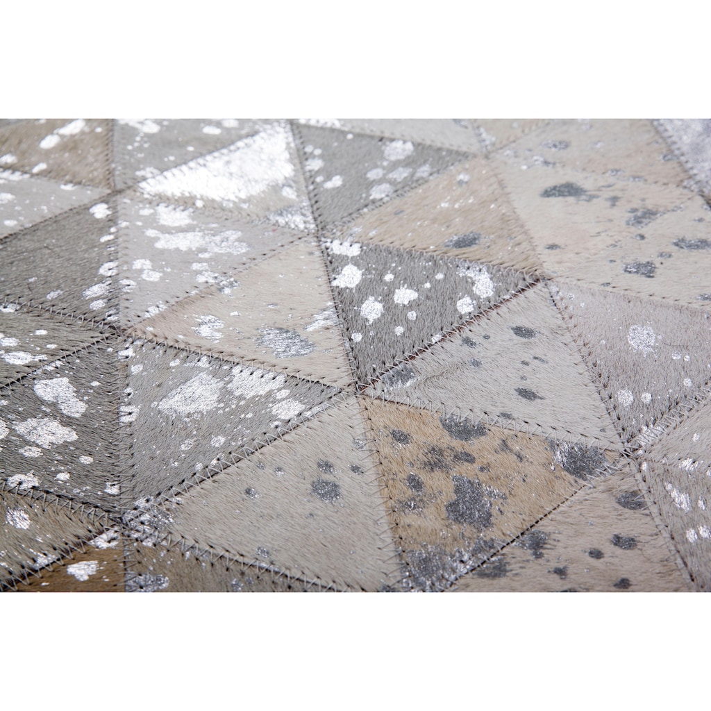 Leonique Lederteppich »Amir«, rechteckig, Kurzflor-Teppich, Dreieck-Muster, grafisches Design, Naturprodukt