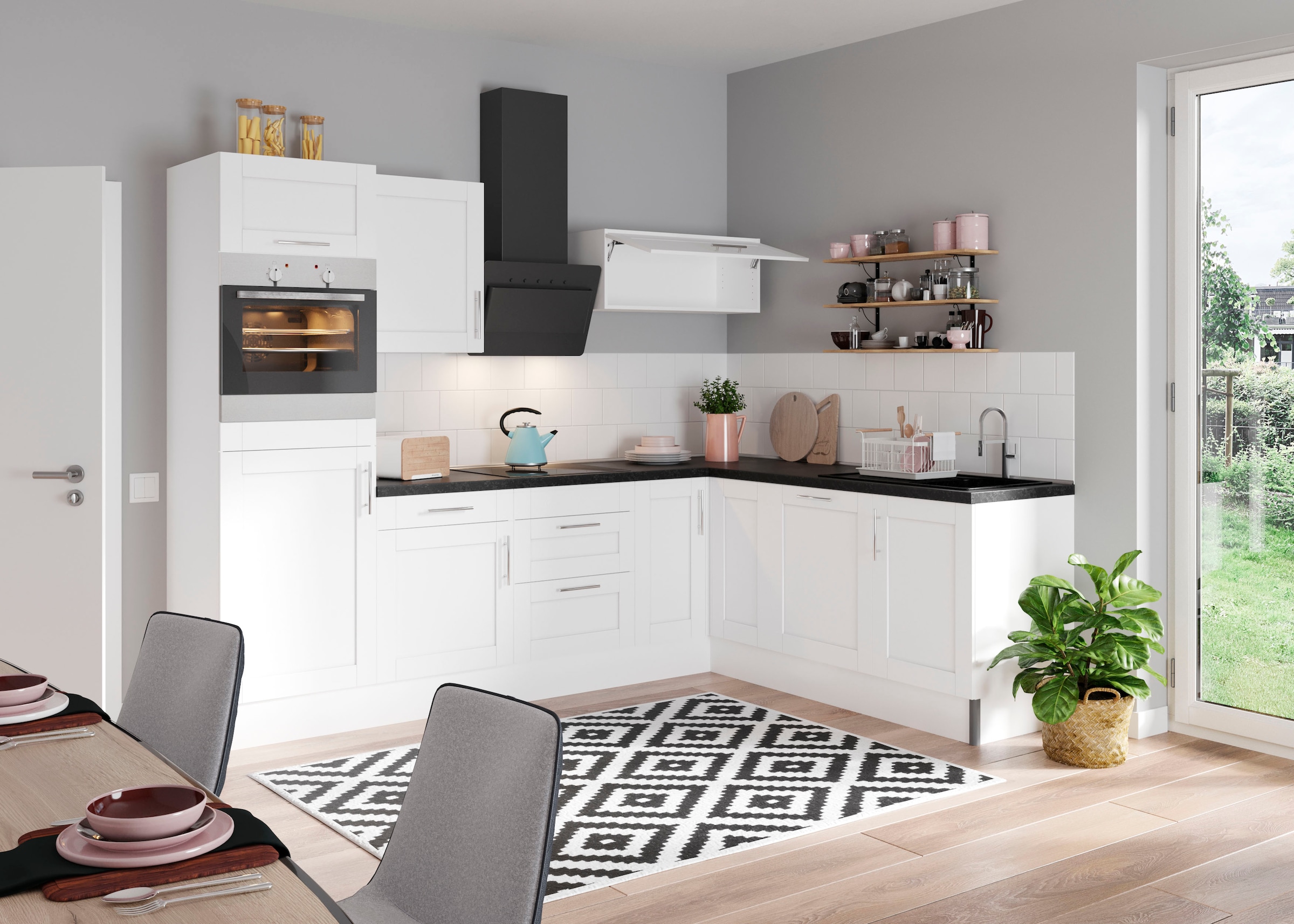 OPTIFIT Küche »Ahus«, 200 x 270 cm breit, wahlweise mit E-Geräten, Soft Close Funktion