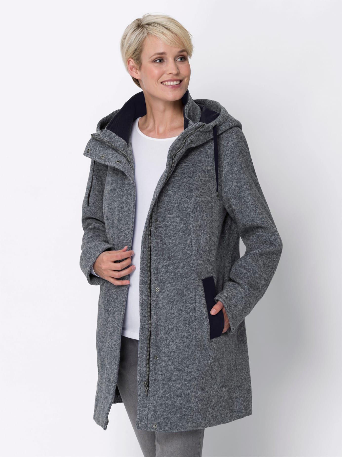 Classic Basics Langjacke, mit Kapuze