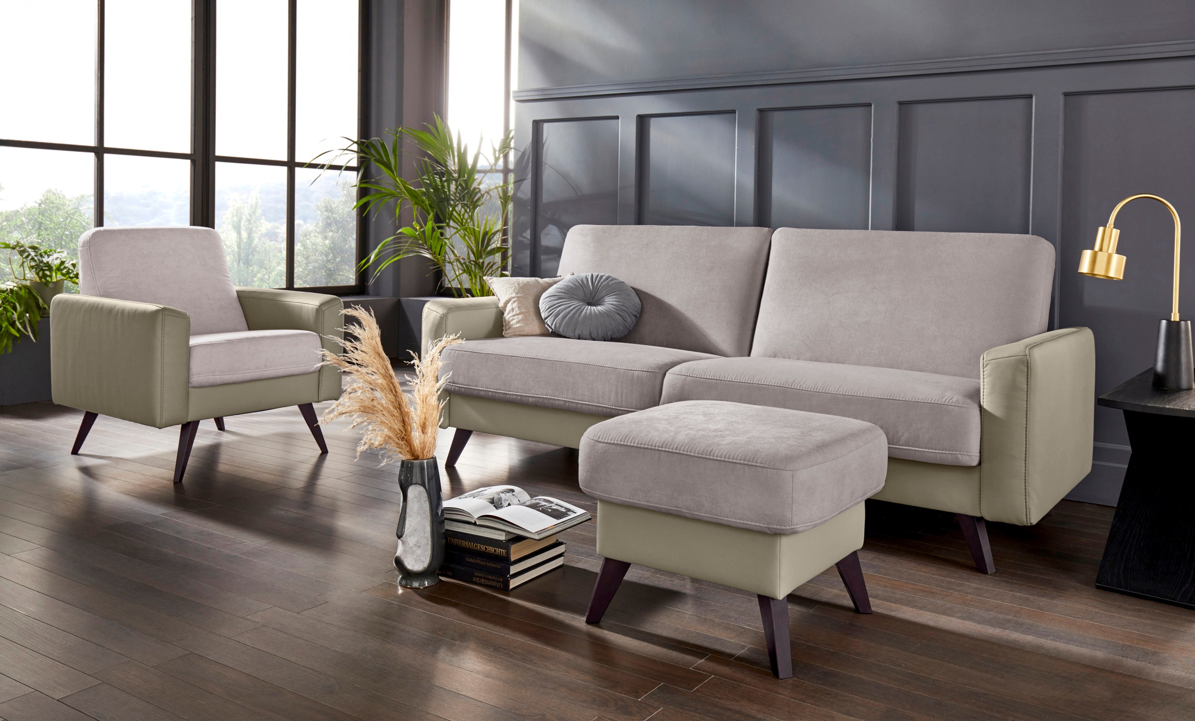 exxpo - sofa fashion 3-Sitzer »Samso, elegant und bequem, toller Sitzkomfort, Schlafsofa«, Kippcouch, inklusive Bettfunktion und Bettkasten, Komfortsitzhöhe 49cm