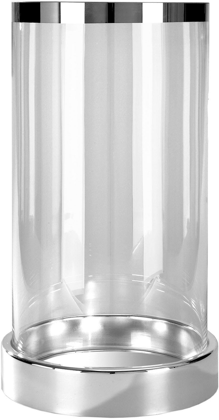 Windlicht »EMPIRE«, (1 St.), Silberfarben - Eisen vernickelt mit Glas, Höhe ca. 44 cm
