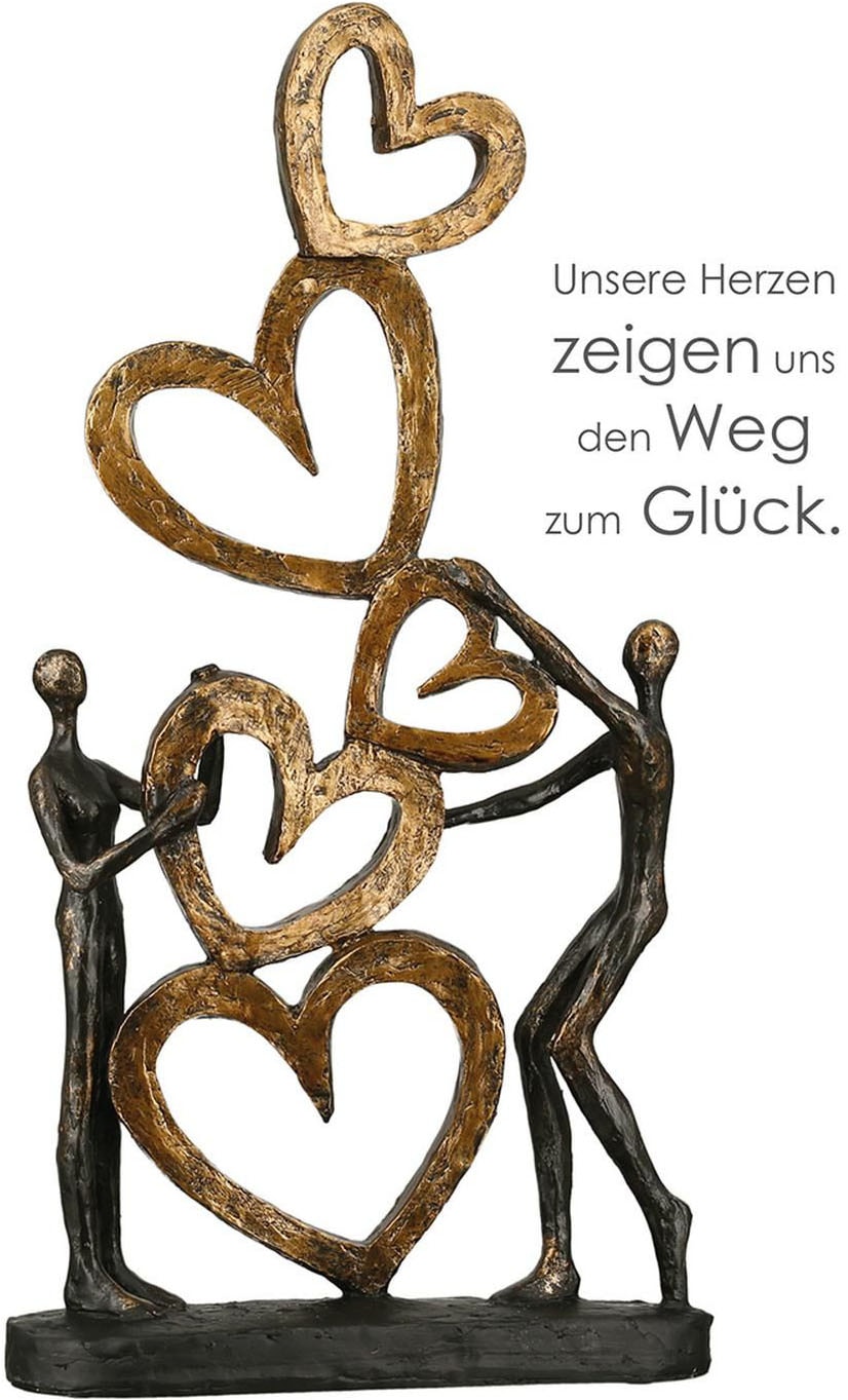 Casablanca by Gilde Dekofigur »Skulptur Herz auf Herz, gold/schwarz« Dekoobjekt, Höhe 41, Wohnzimmer