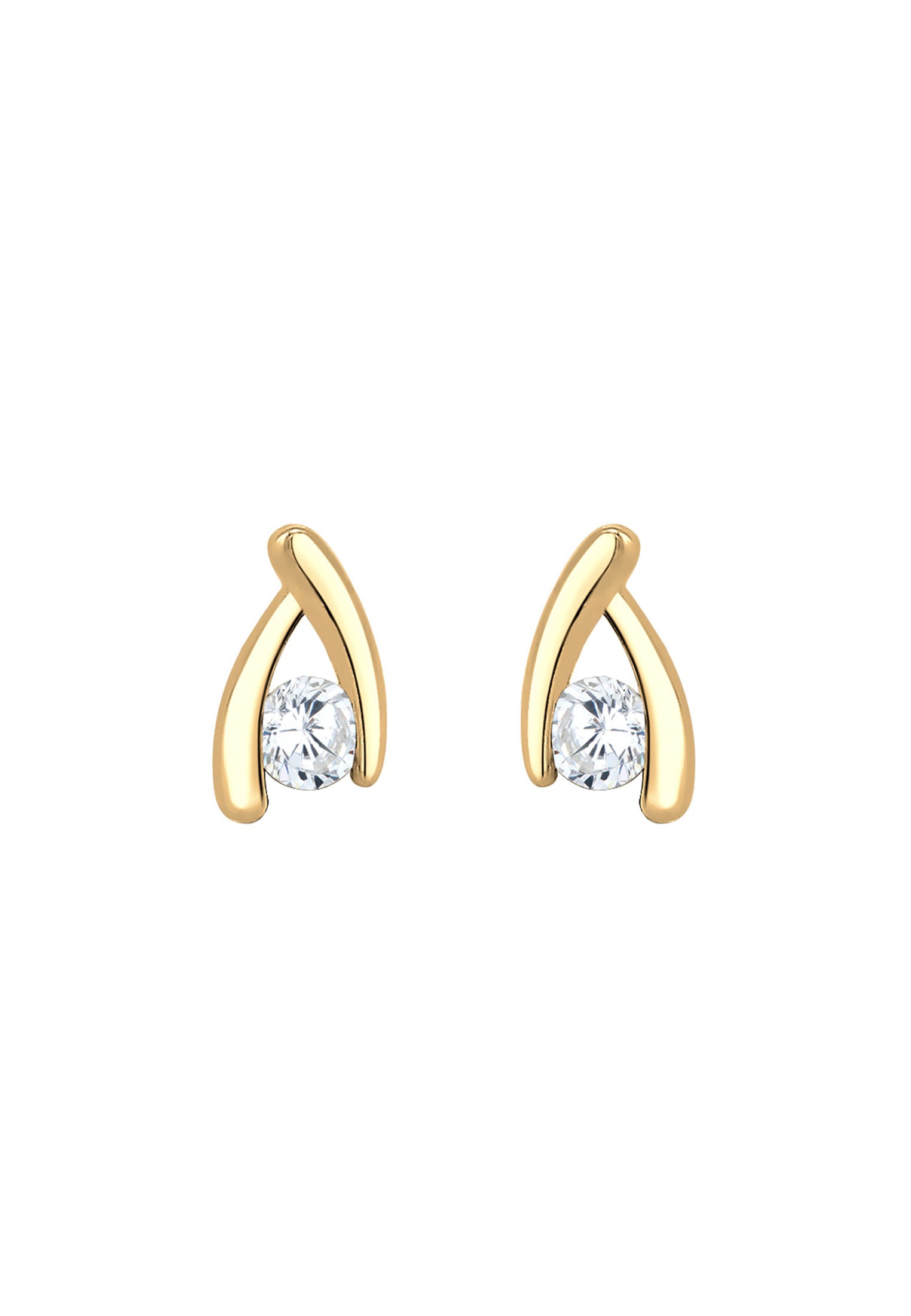 Elli Premium Paar Ohrstecker »Ohrringe Ohrstecker Zirkonia Weiß 585 Gelbgold«