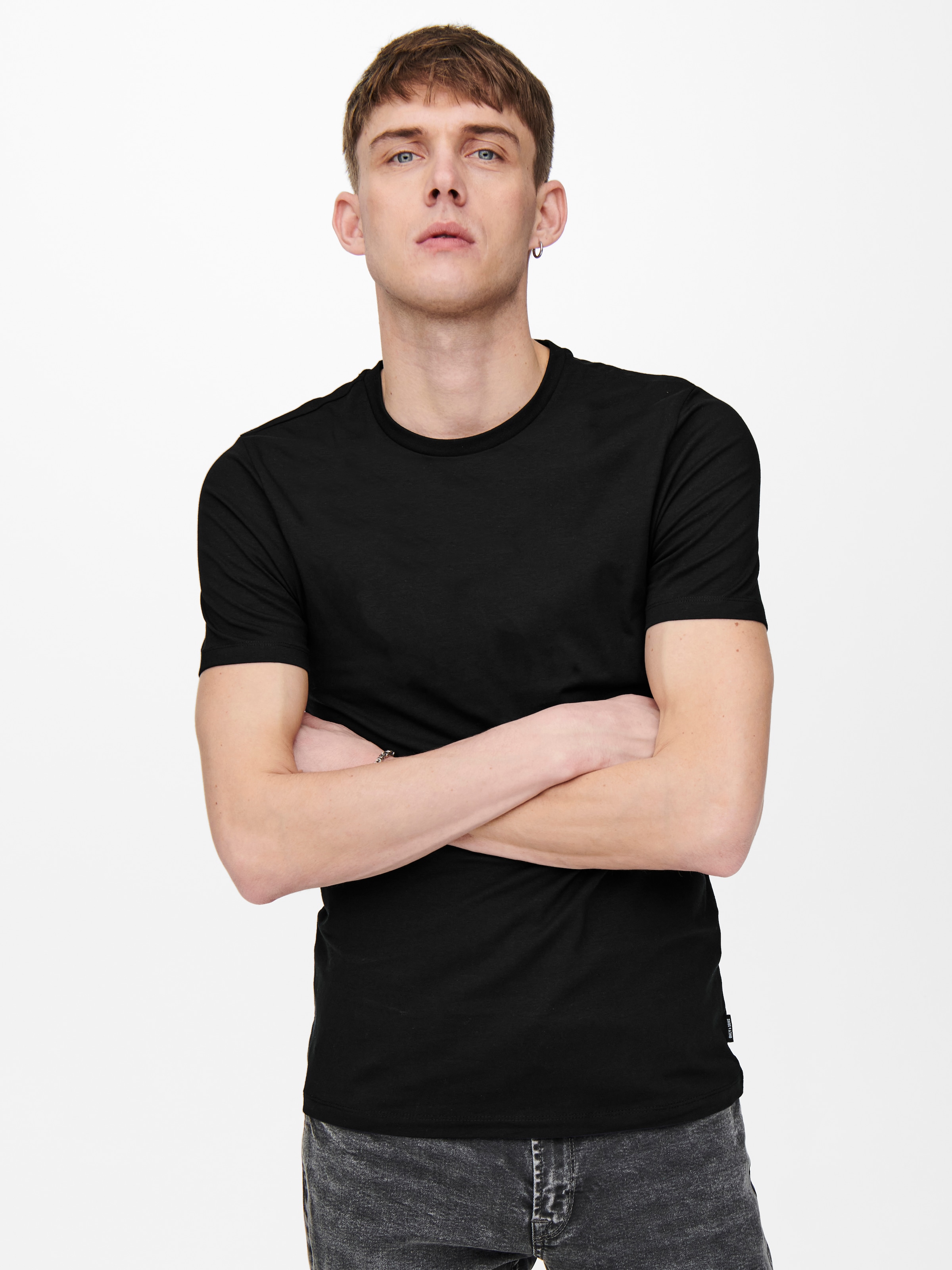 ONLY & SONS T-Shirt »ONSBASIC SLIM O-NECK 2-PACK NOOS« Packung, 2 Stk. tlg.