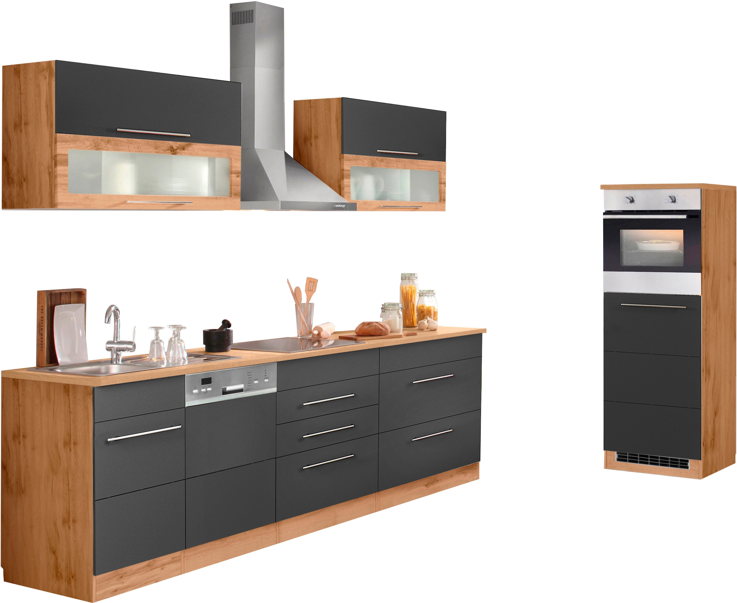 KOCHSTATION Küchenzeile »KS-Wien« Breite 350 cm, wahlweise mit E-Geräten und Induktion