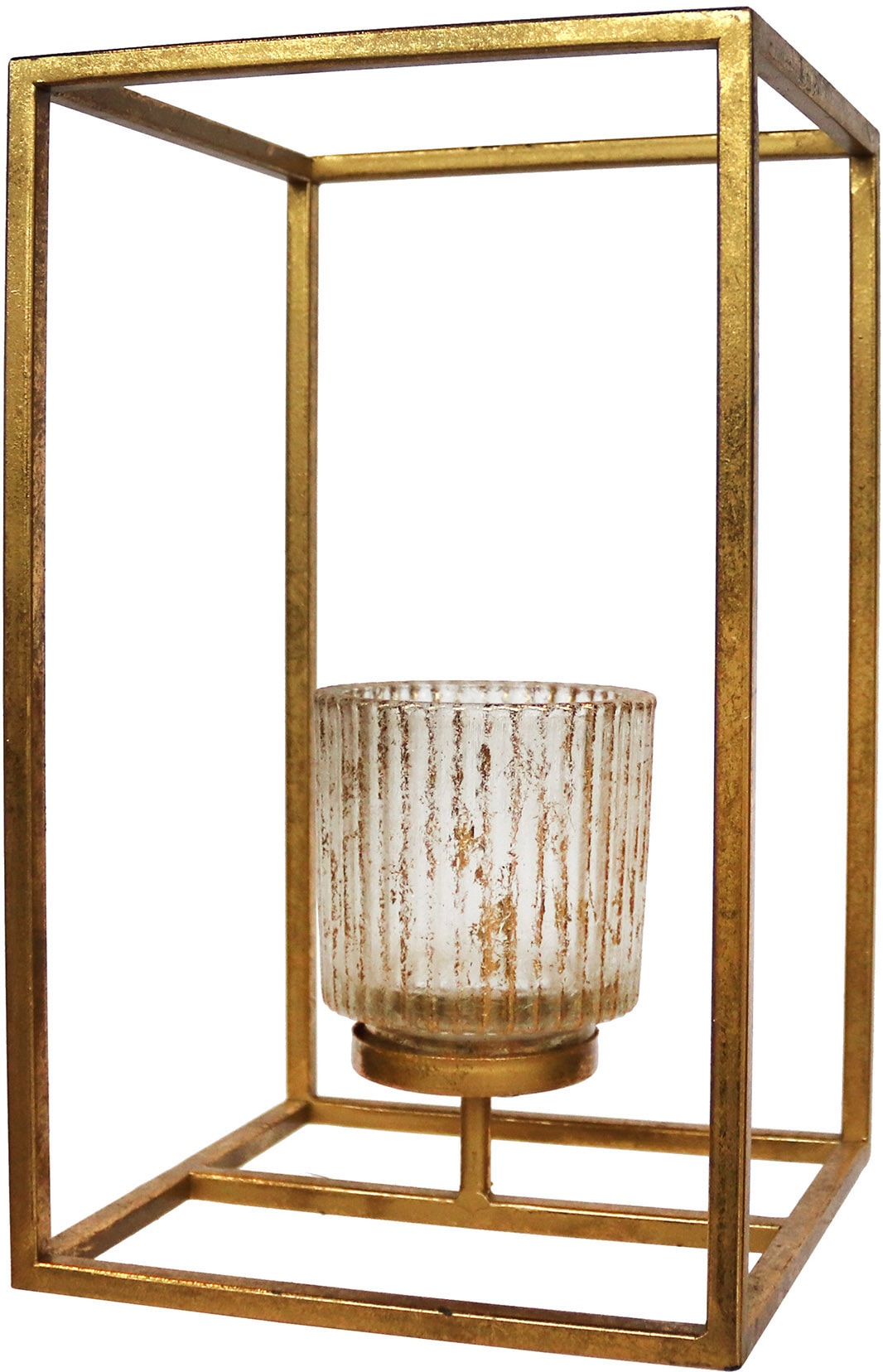 Creativ deco Teelichthalter "Weihnachtsdeko" Glas mit Reliefstruktur