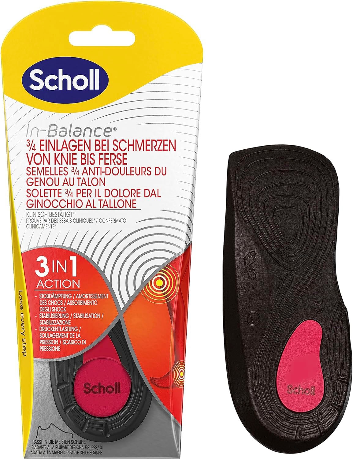 Scholl Einlegesohlen »In-Balance 3/4 bei Schmerzen Knie bis Ferse«, Sohlen bei Schmerzen von...