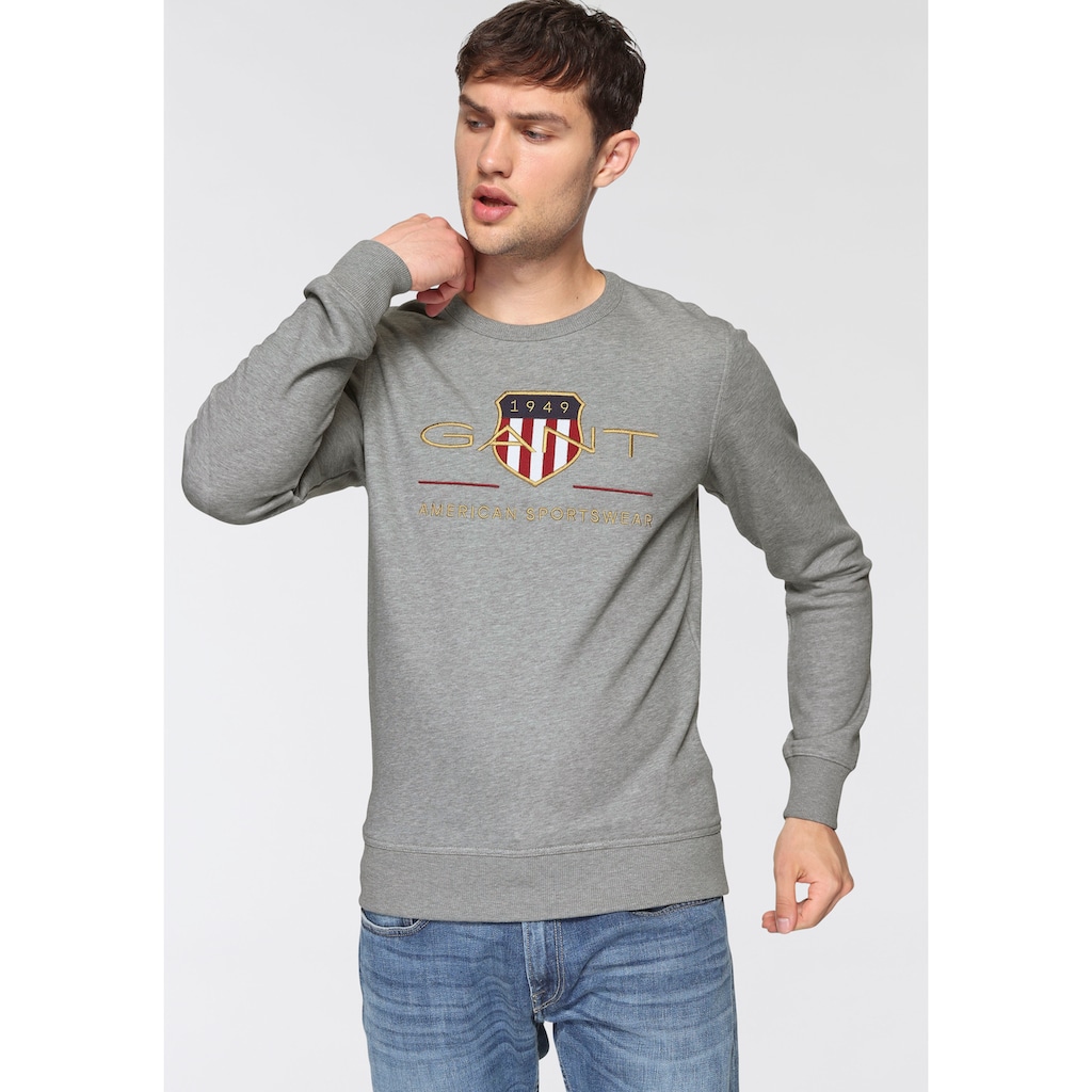 Gant Sweatshirt »ARCHIVE SHIELD C-NECK«, mit geripptem Rundhalsausschnitt