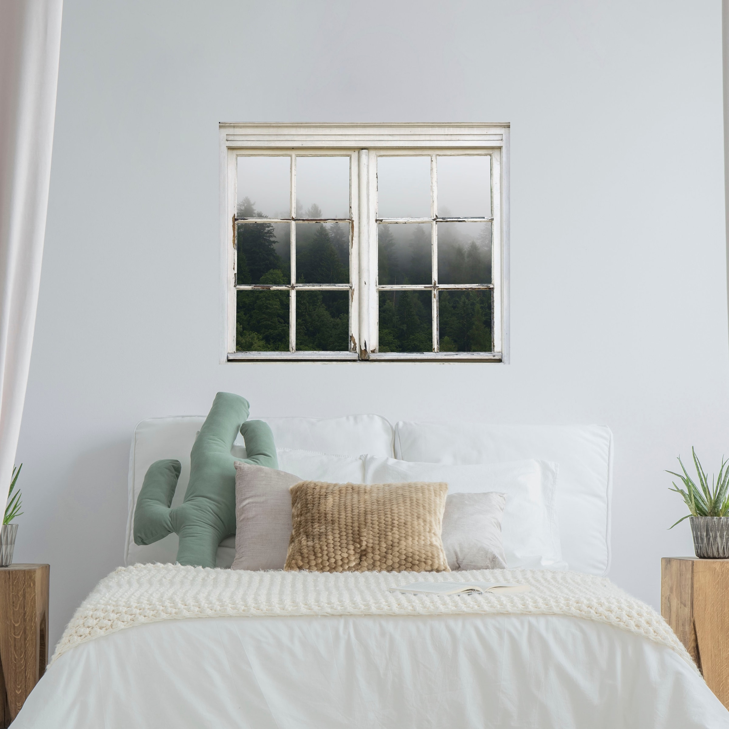 queence Wandsticker »Nebeliger Wald«, Wandsticker, Wandbild, selbstklebend, 3D, Fenster
