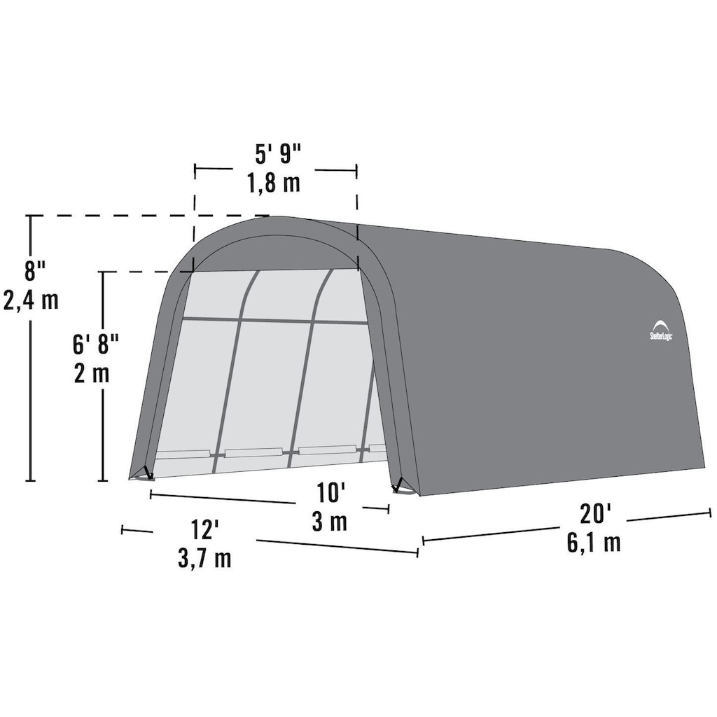 ShelterLogic Garage »Foliengarage«, 22,57m², Stahlgestell mit Polyethylen-Plane