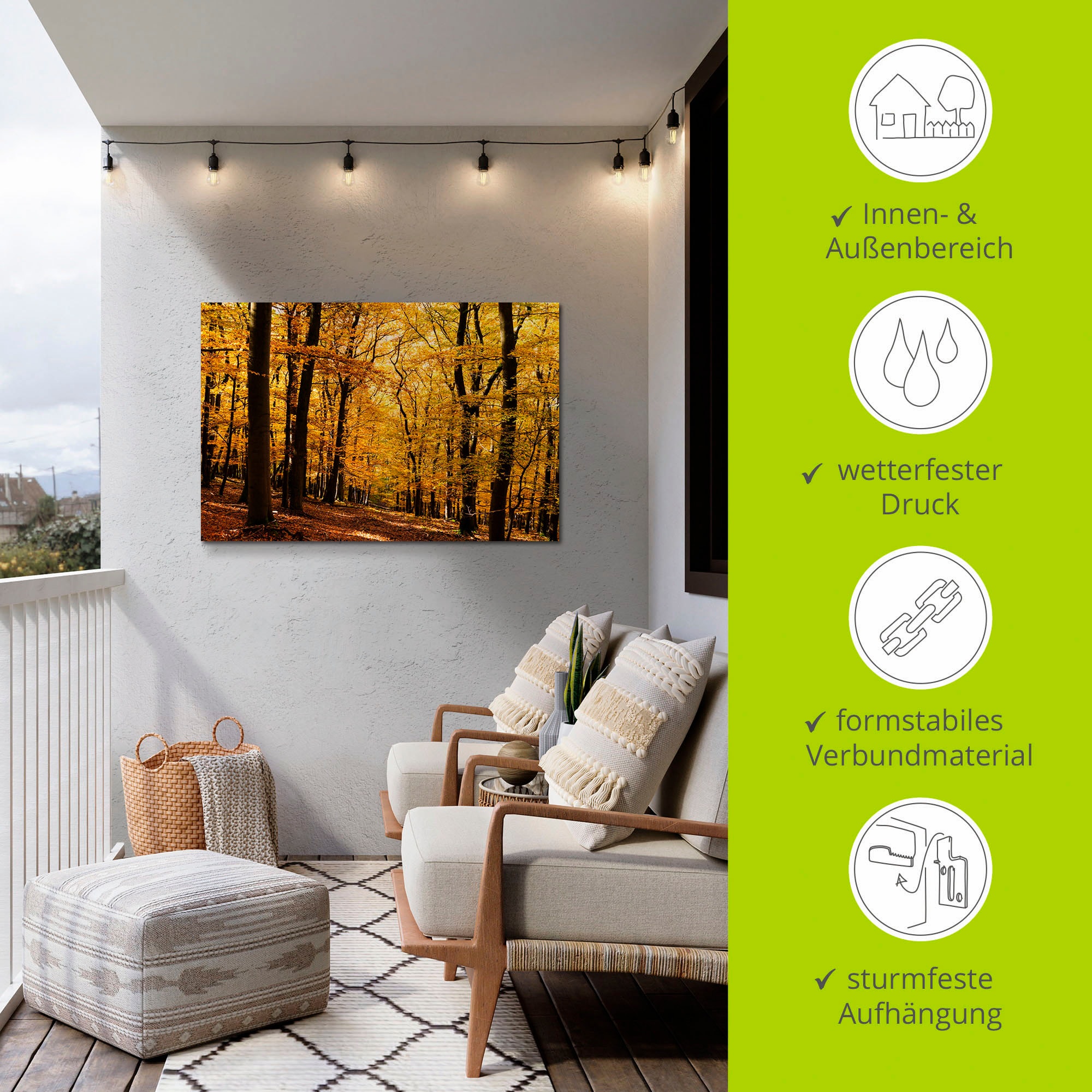 Artland Wandbild »Spaziergang im Herbstwald«, Wald, (1 St.), als Alubild, Outdoorbild, Leinwandbild, Poster in verschied. Größen