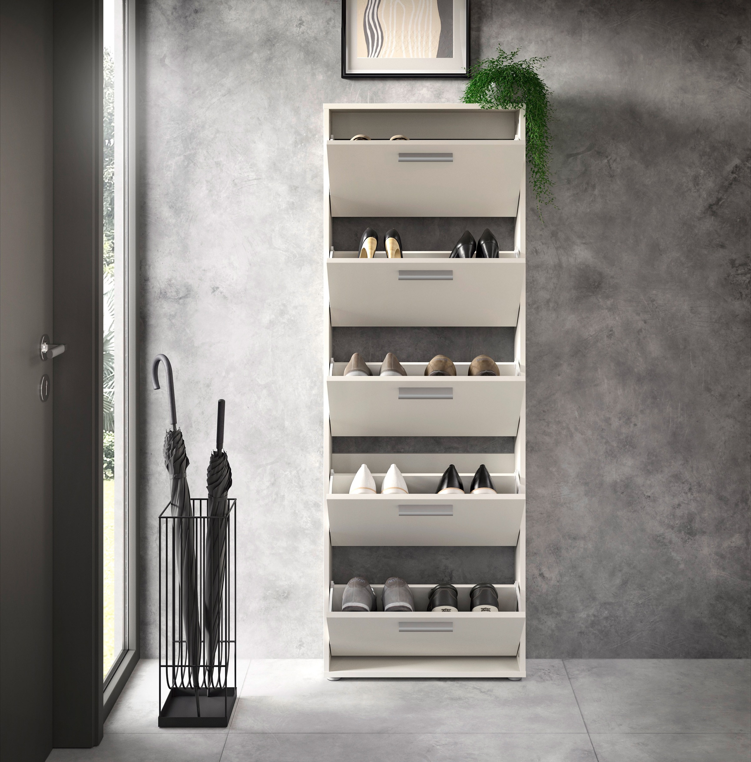 HBZ Schuhkommode »Sam Schuhkipper, Schuhschrank BxHxT 59x169x17 cm«, (1 St.), mit 5 Klappen