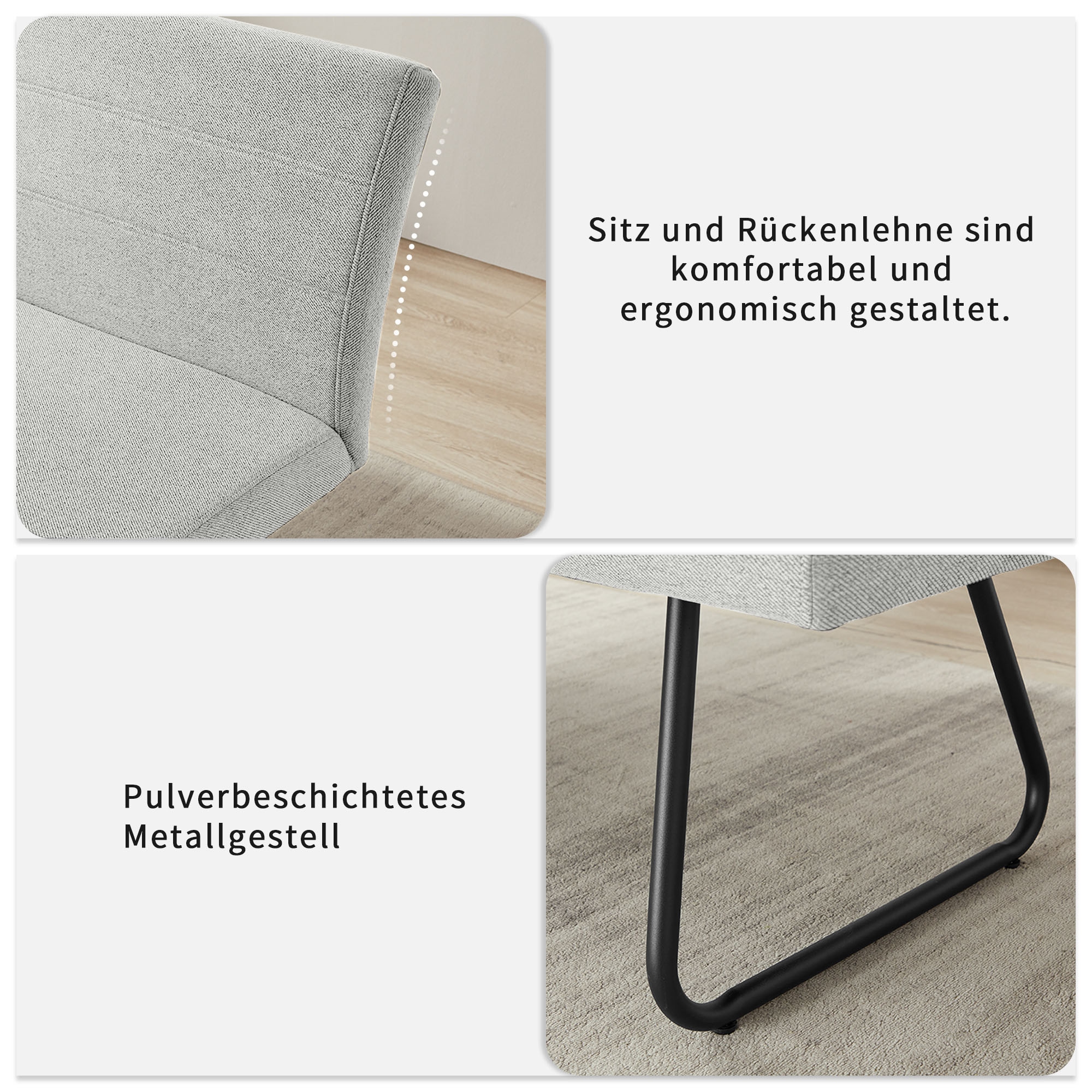 OTTO home Essgruppe »Stevian« Set, Ausziehbarer Esstisch + Bank + 2 Stühle, 4 Stk. tlg. Holz, Strukturstoffbezug, Freischwingerstühle, gesteppten Bänken