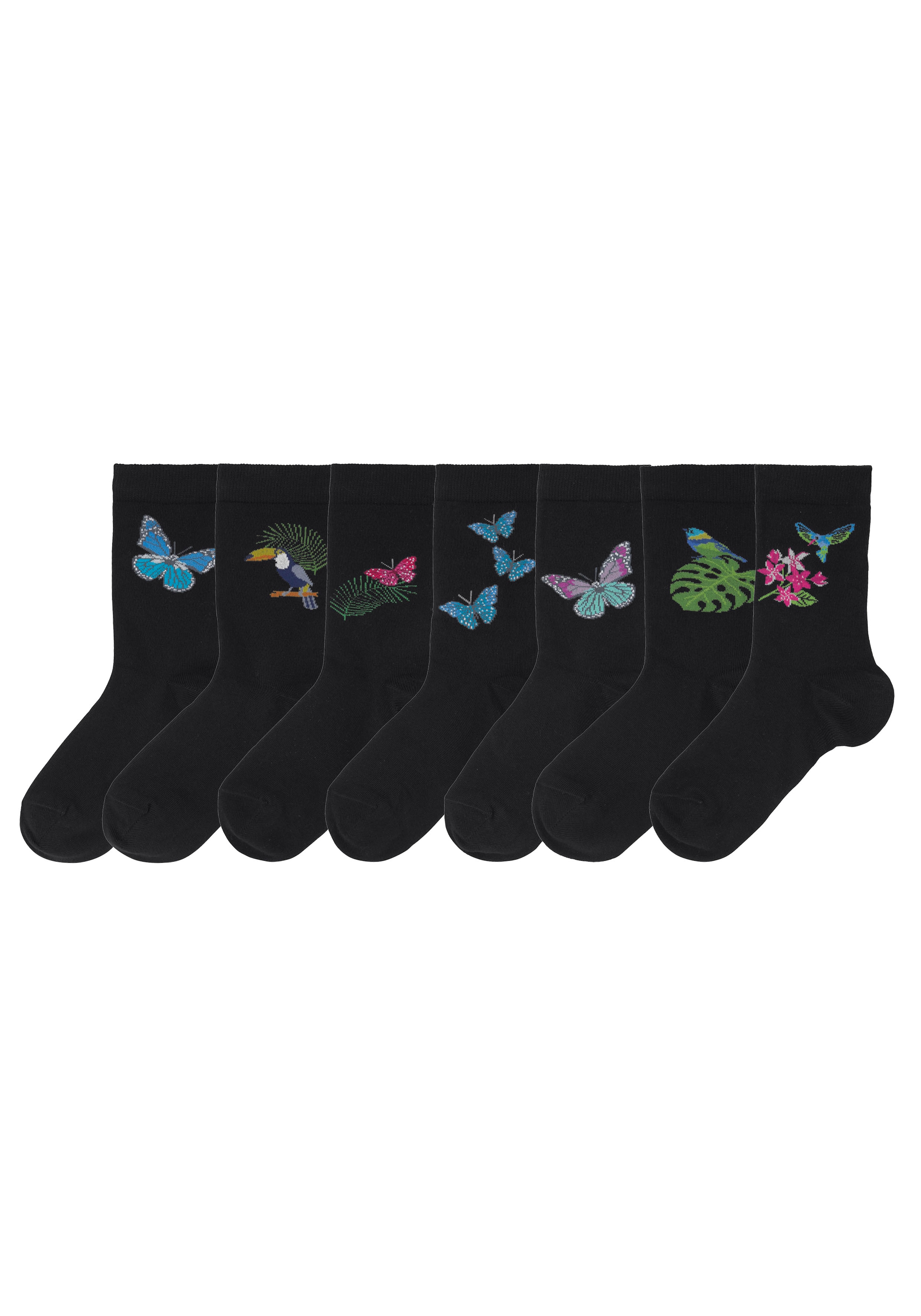 H.I.S Socken, (7 Paar), mit Schmetterlings- und Vogelmotiven auf Raten  bestellen