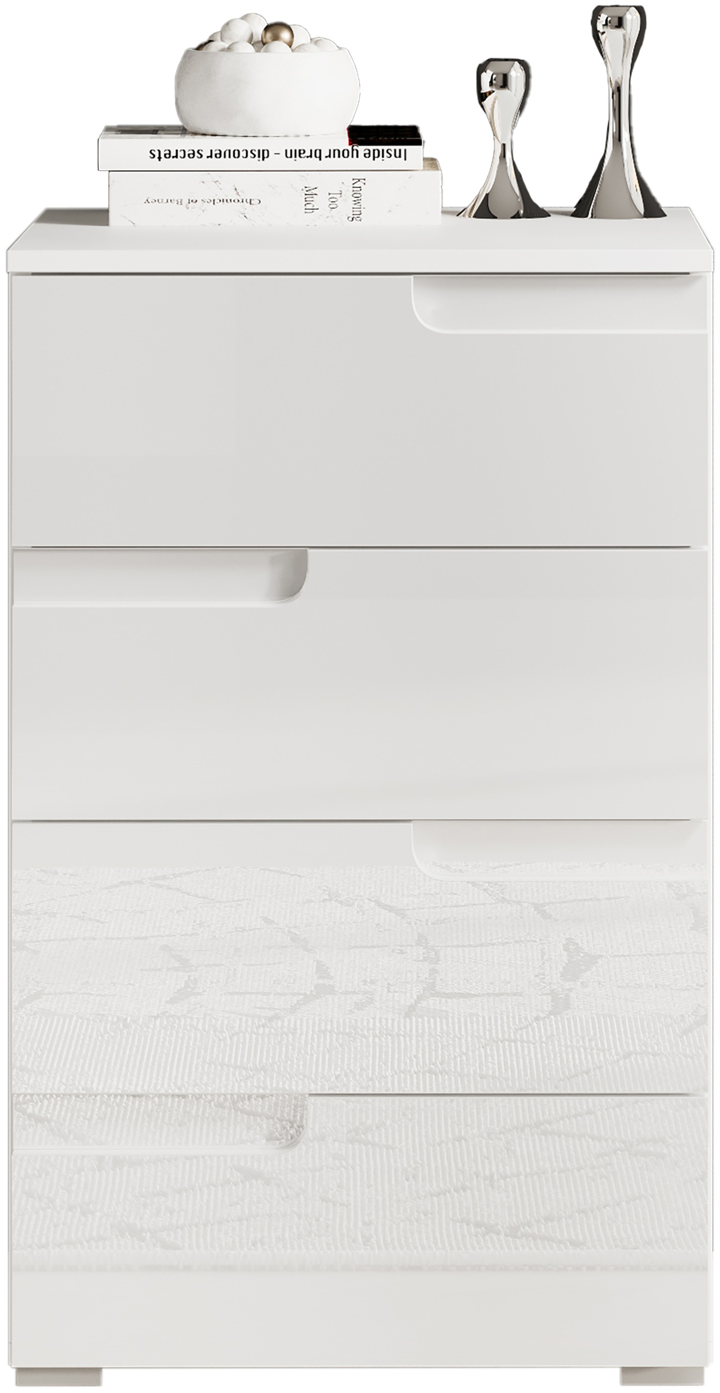 HBZ Kommode »Spice Weiß Hochglanz, BxHxT 50x80x40 cm«, Kommode mit 4 Schubkästen