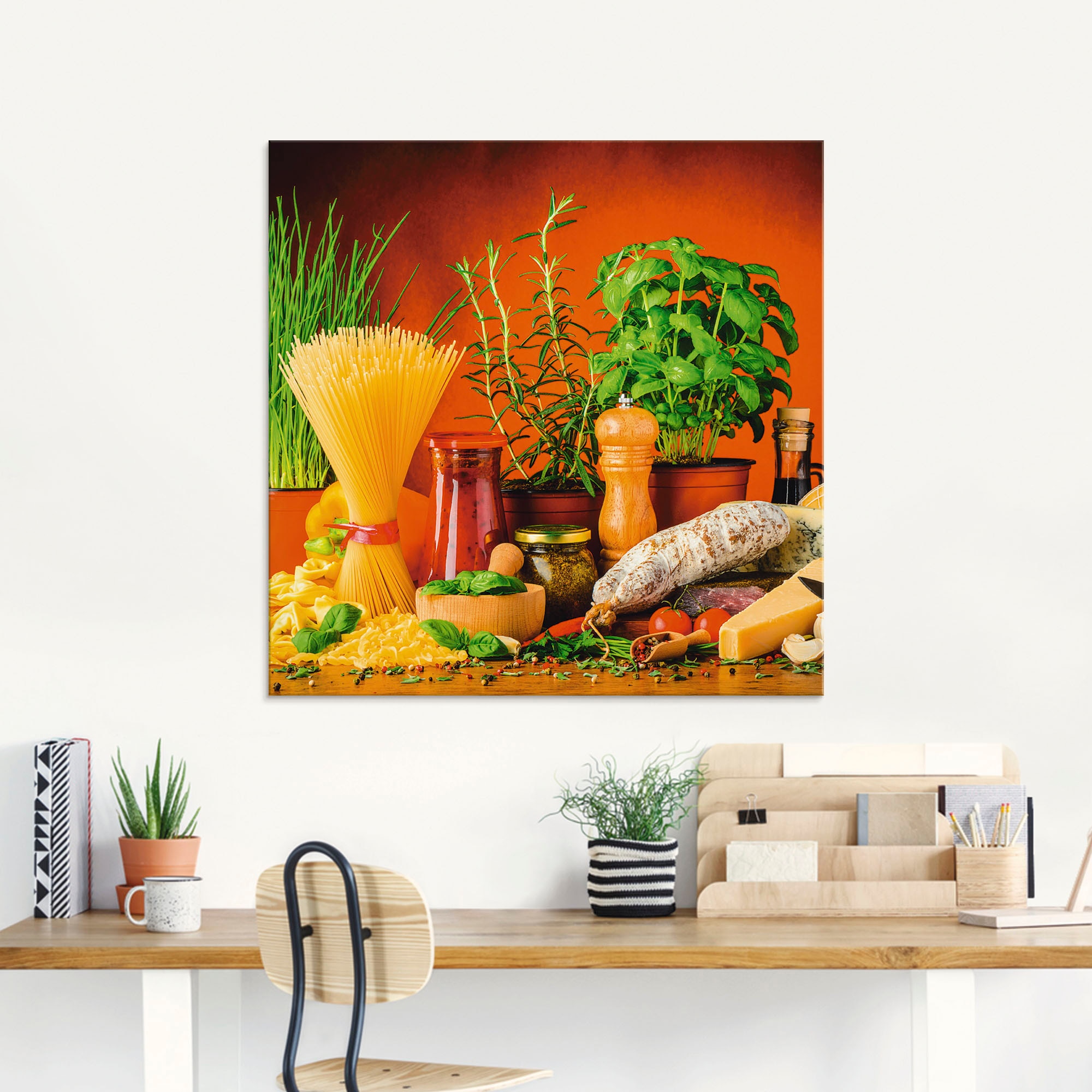 Artland Glasbild »Mediterranes und italienisches Essen«, Lebensmittel, (1 St.), in verschiedenen Größen