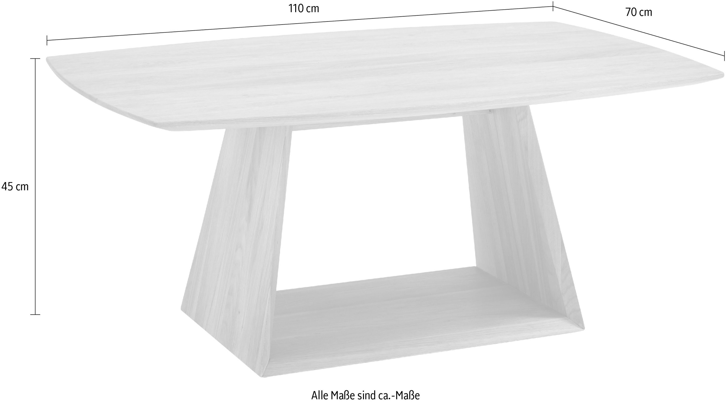 MCA furniture Couchtisch »Jacobstad«, Wohnzimmertisch Massivholz in Bootsform, Tisch Rollbar