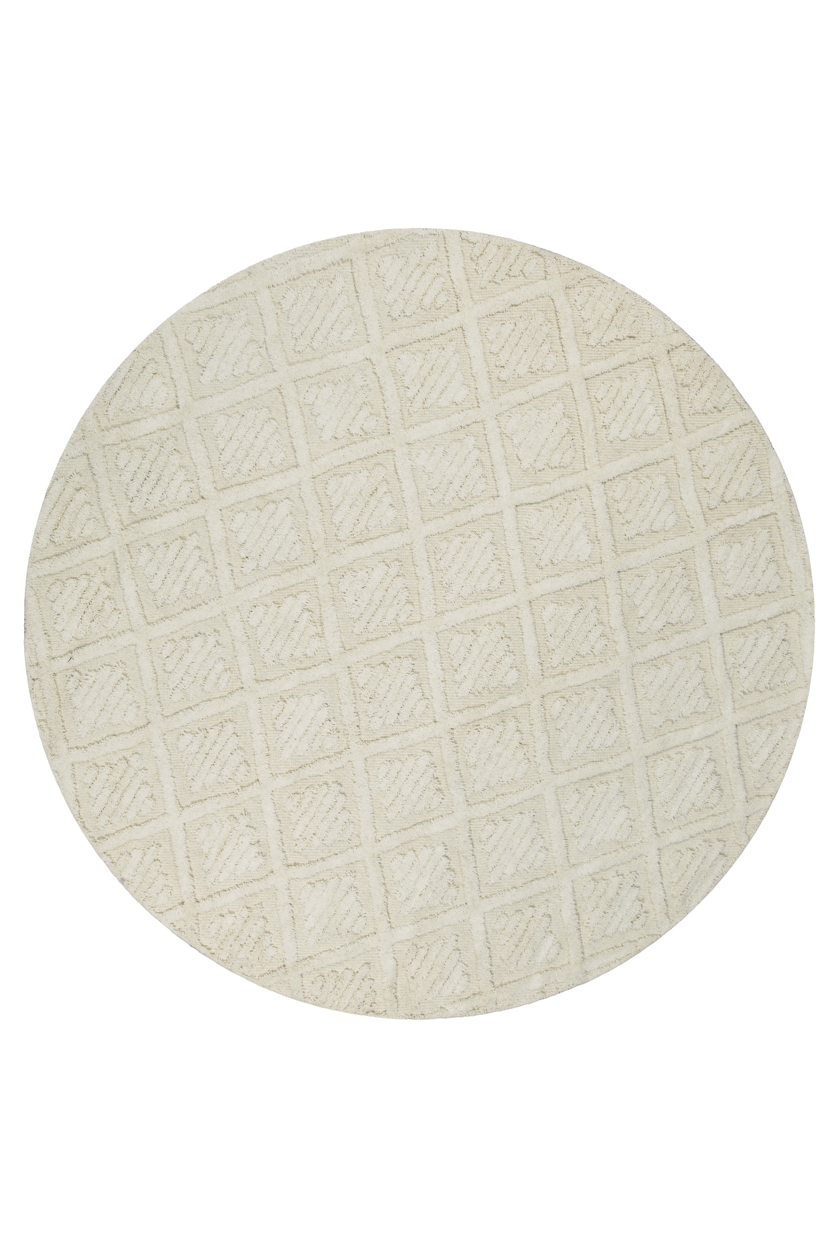 Wecon home Wollteppich »Hamptons SEVENTEEN«, rund, 10 mm Höhe, Schurwolle, Kurzflor, Wohnzimmer, Schlafzimmer, elegant, Rauten Design
