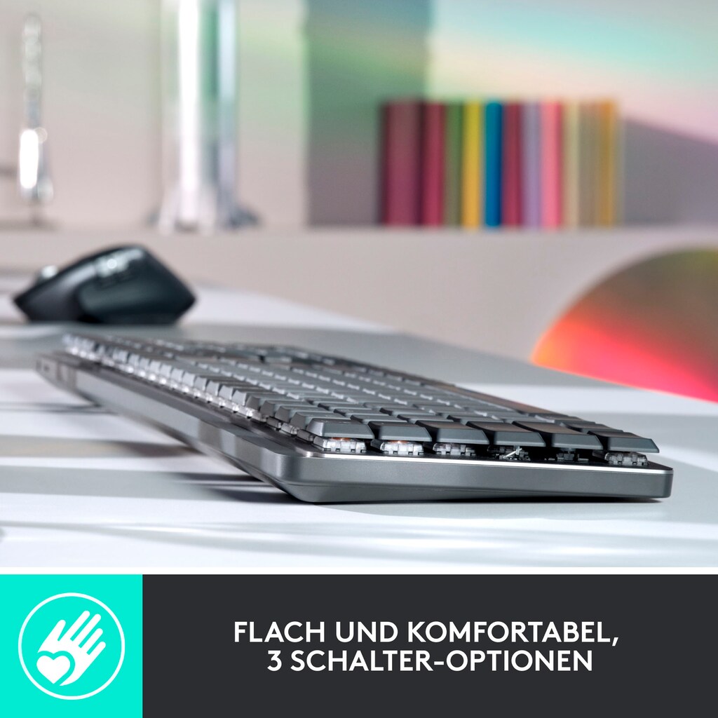 Logitech Tastatur »MX Mechanical Linear«, (Easy-Switch-Funktionstasten-Multimedia-Tasten-USB-Anschluss-Ziffernblock)