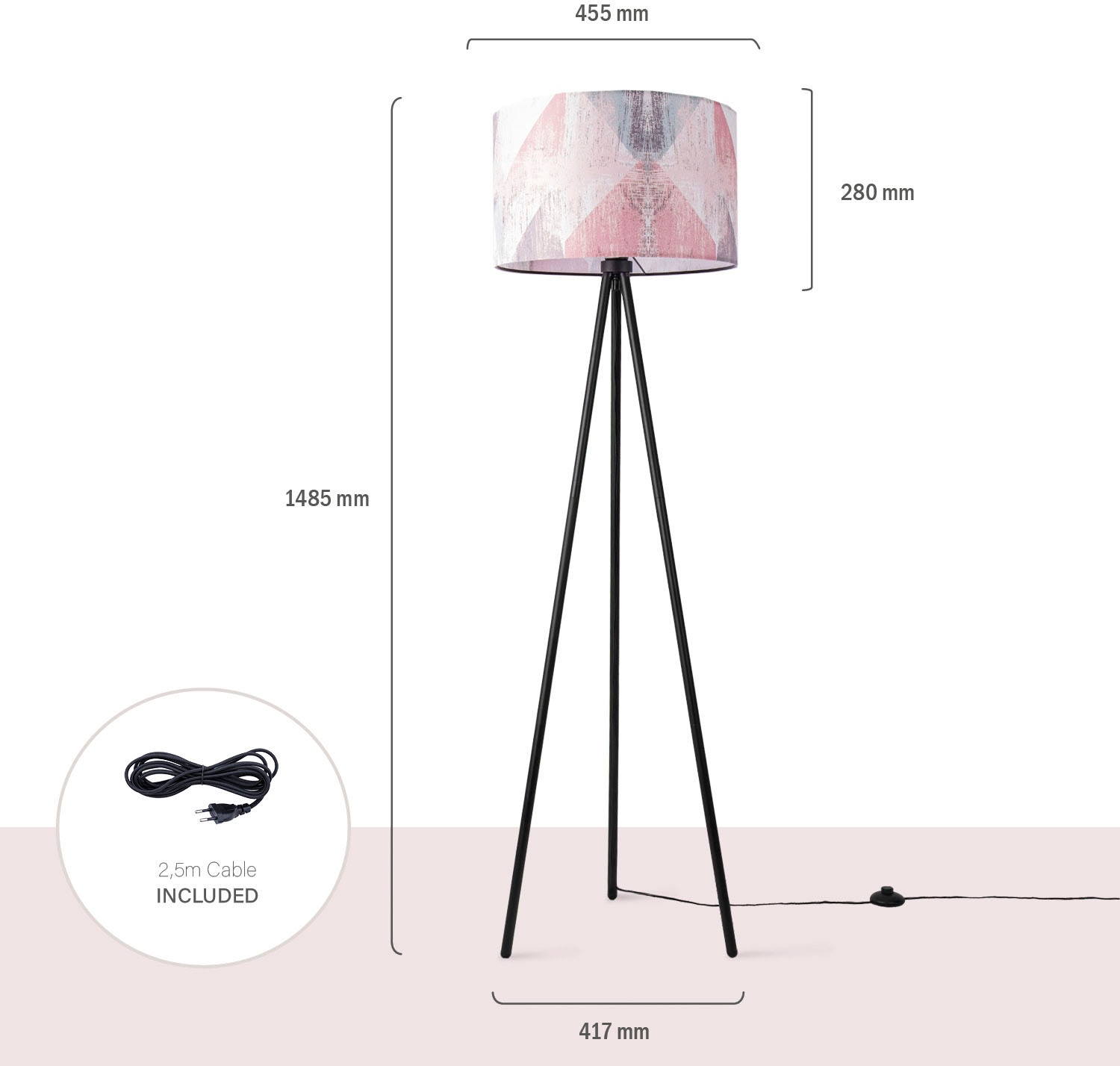 Paco Home Stehlampe »Trina Mero« E27 Standleuchte Wohnzimmer Schlafzimmer E27 Hell Pastell Vintage