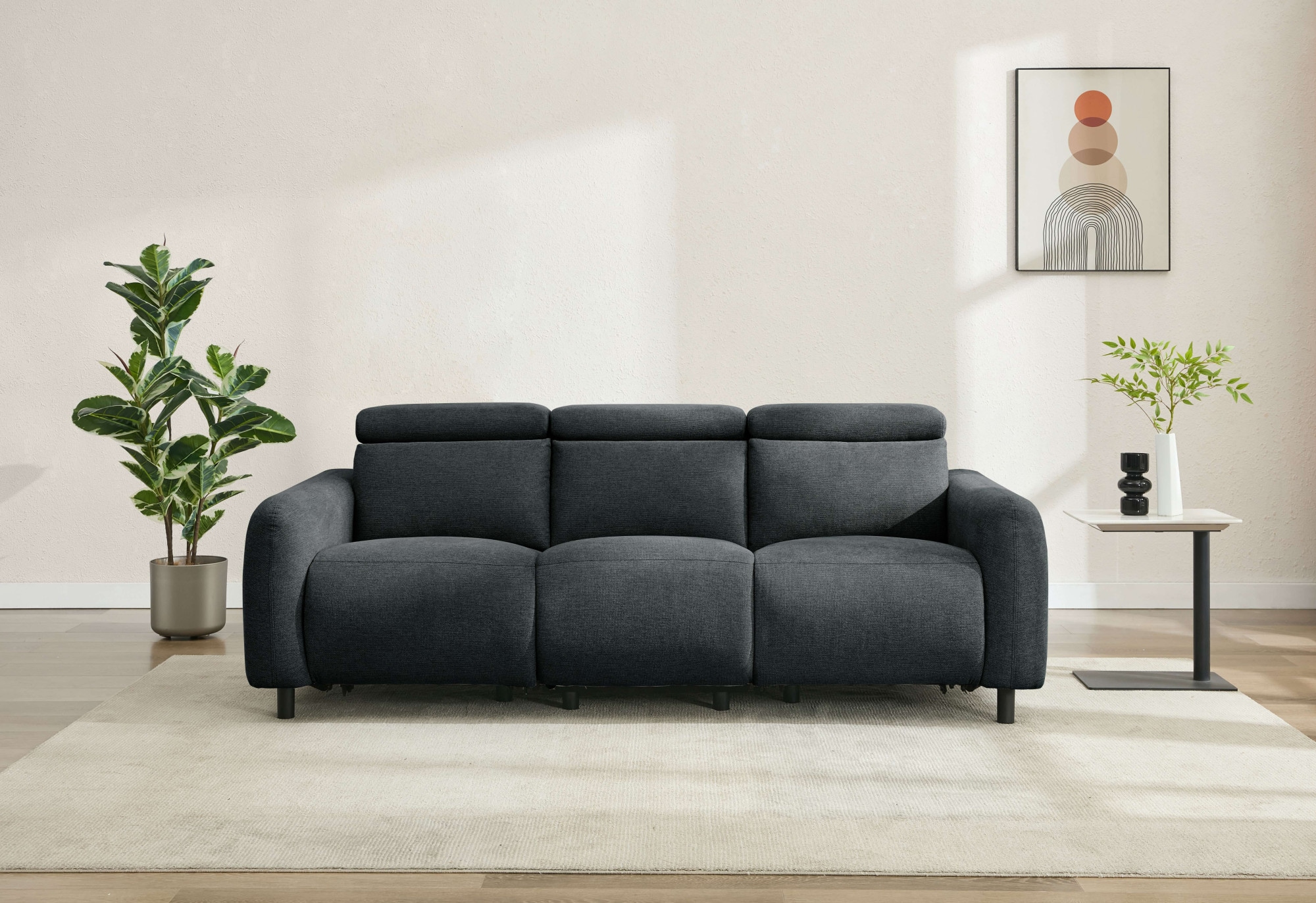 Home affaire 3-Sitzer »SKAANE Struktur-Sofa, 229 cm, manuelle-u. elektrische Relaxfunktion«, Relax-Funktion in 2 Sitzen, Kopfteilverstellung, Federkernpolsterung
