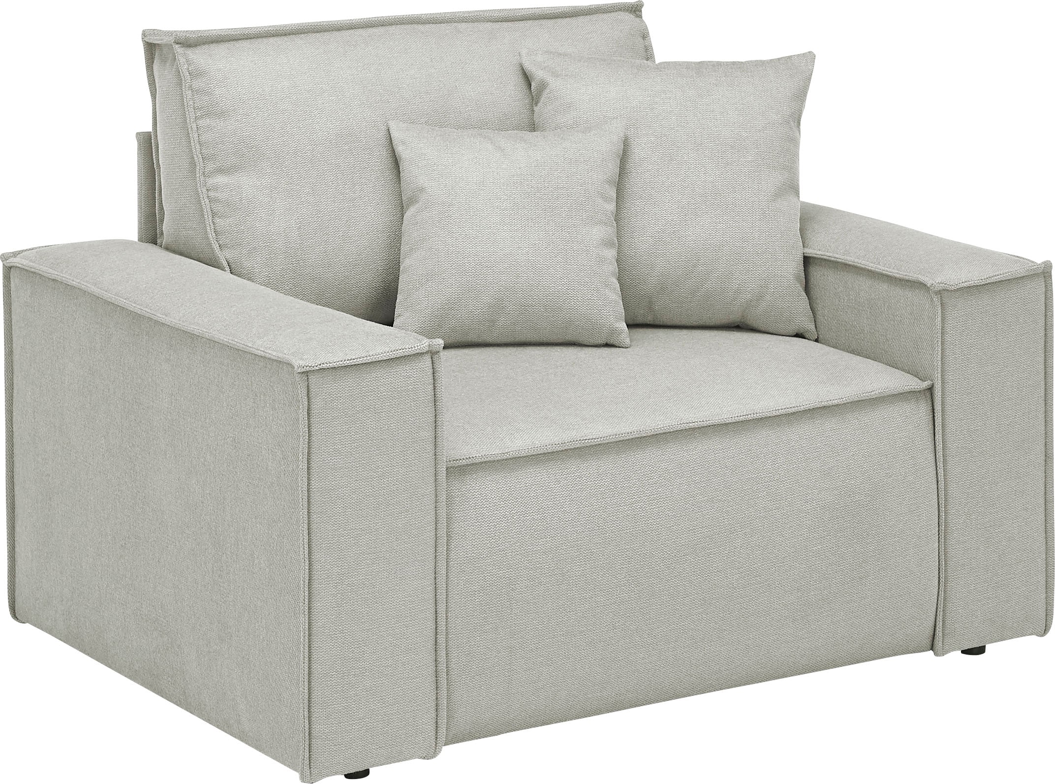 OTTO home Loveseat »FINNLEY Struktur fein, XXL-Sessel, Lesesessel, inkl. Zierkissen« 1 Stk. tlg. verfügbar in den Stoffqualitäten Bouclé, Struktur fein und Mega Cord