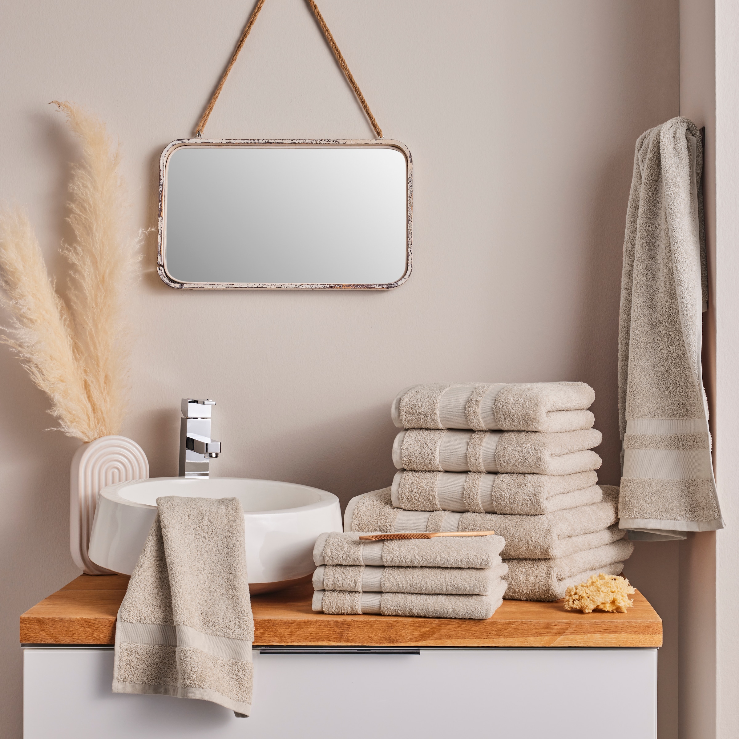 my home Handtuch Set »Vanessa, 10-tlg Handtuch-Set, in Standard- und Premium-Qualität, weich«, Set, 10 tlg., Walkfrottee, 100% Baumwolle, Duschtücher, Handtücher, Gästetücher, mit Bordüre