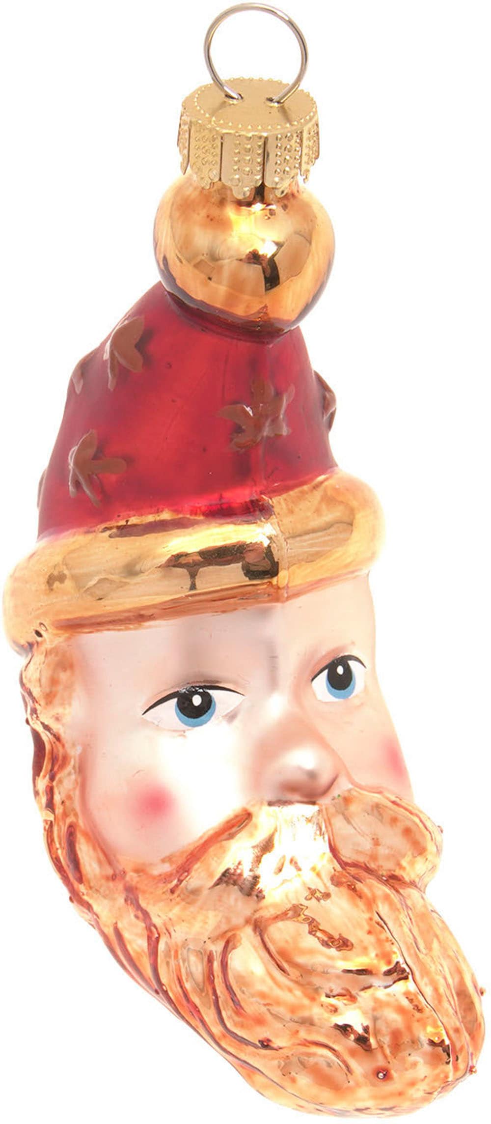 Krebs Glas Lauscha Christbaumschmuck »Santa Mond, Multicolor, 10cm«, (1 tlg.), Christbaumschmuck, Glas, mundgeblasen, handgefertigt, Weihnachtsmann