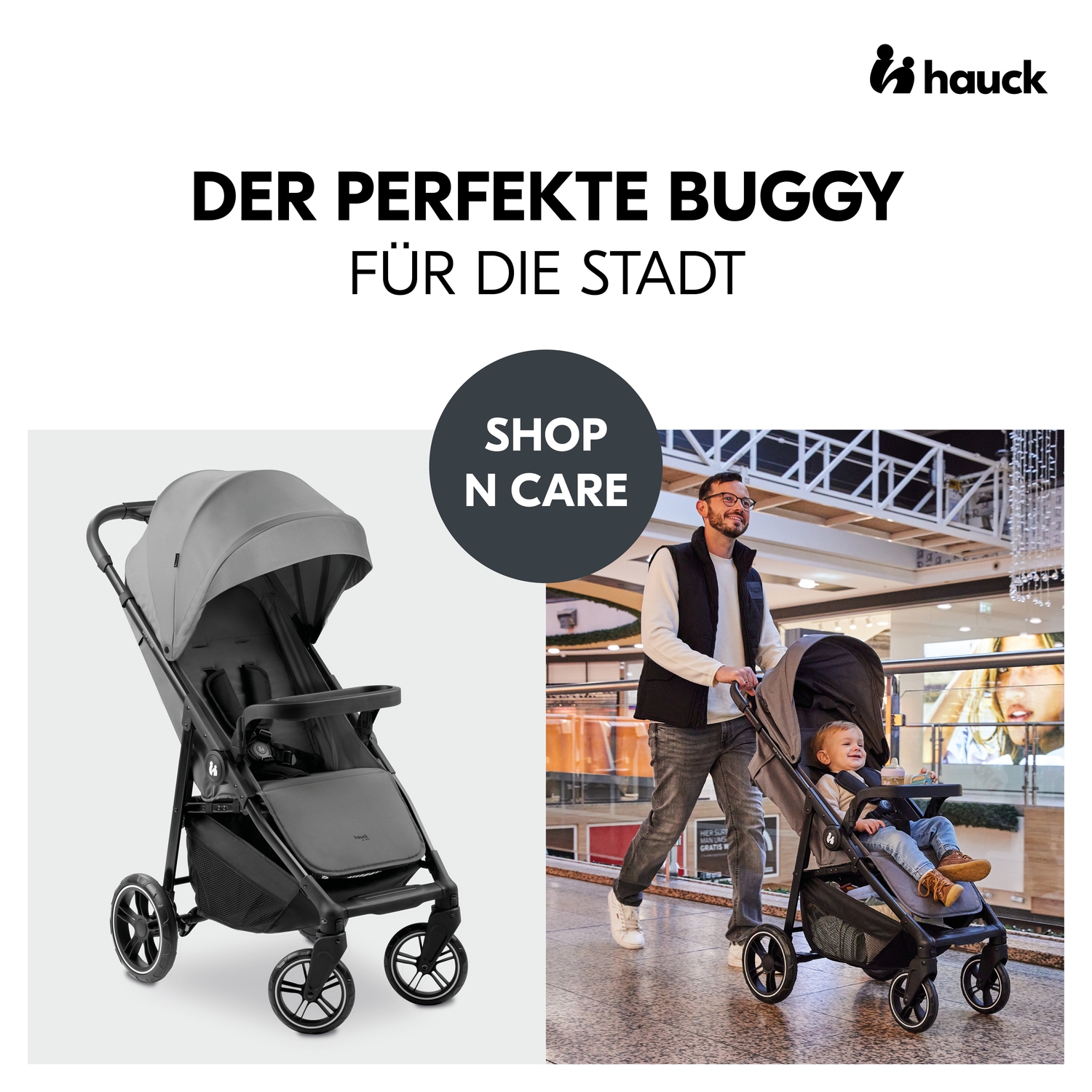 Hauck Kinder-Buggy »Shop N Care, Grey«, 22 kg, bis 22 kg belastbar; kompatibel mit Babyschale