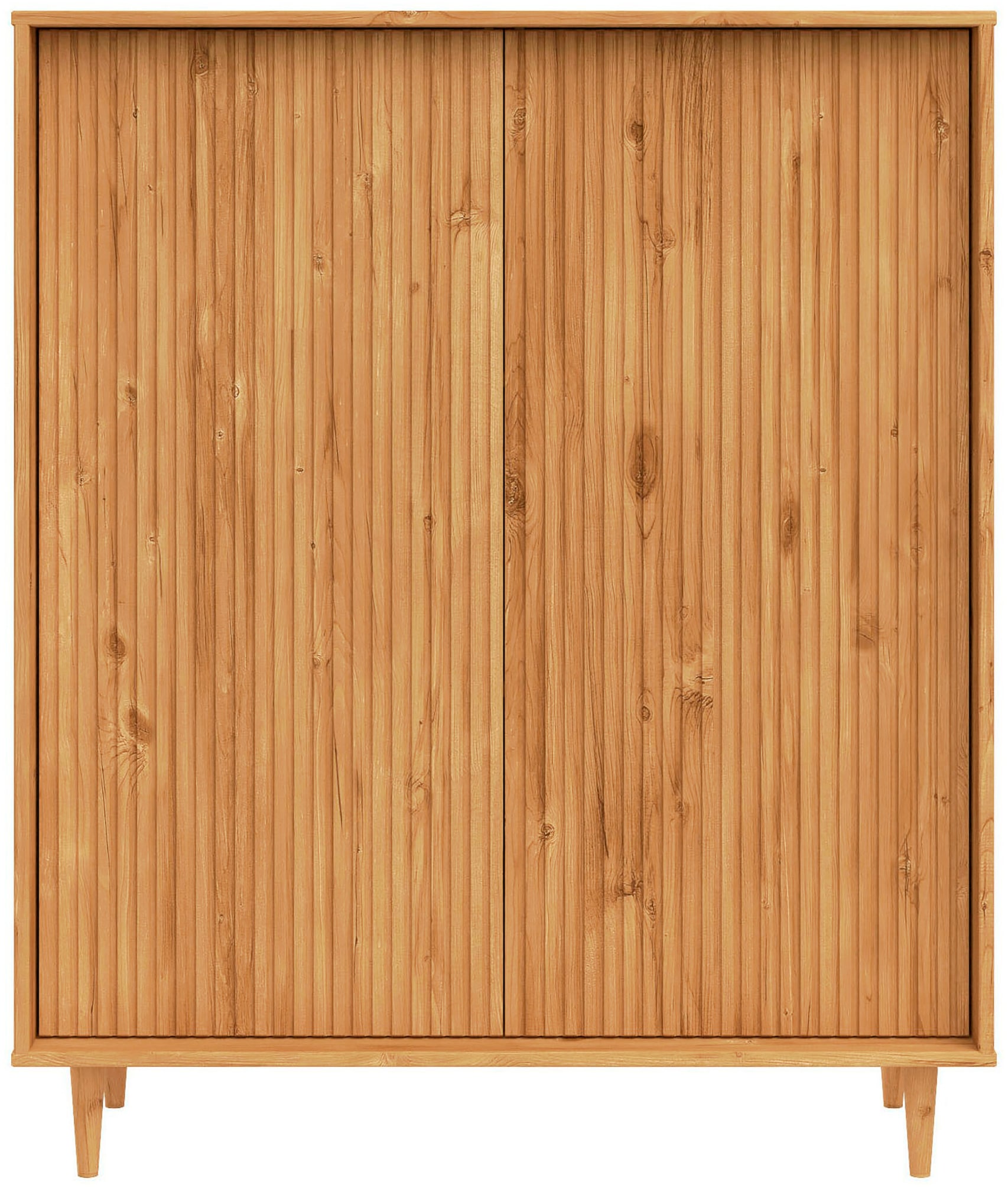 OTTO home Highboard »Malmedy Front mit gefrästen Rillen« Kommode Midischrank aus massivem Kiefernholz, Push-to-open, B 100 cm