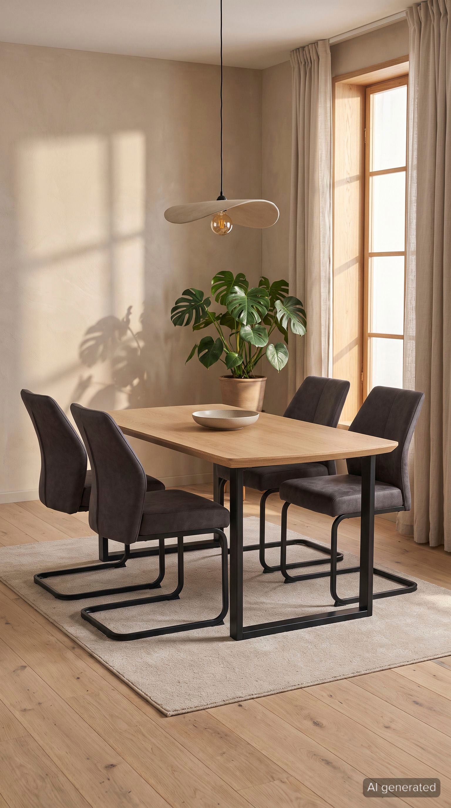 HELA Essgruppe »Wandsbek, 5tlg. Esstisch plus 4 Stühle, Echtholzfurnier« Set, 5 tlg. Tisch Echtholz furniert, Schweizer Kante, Stuhl mit Federkorb