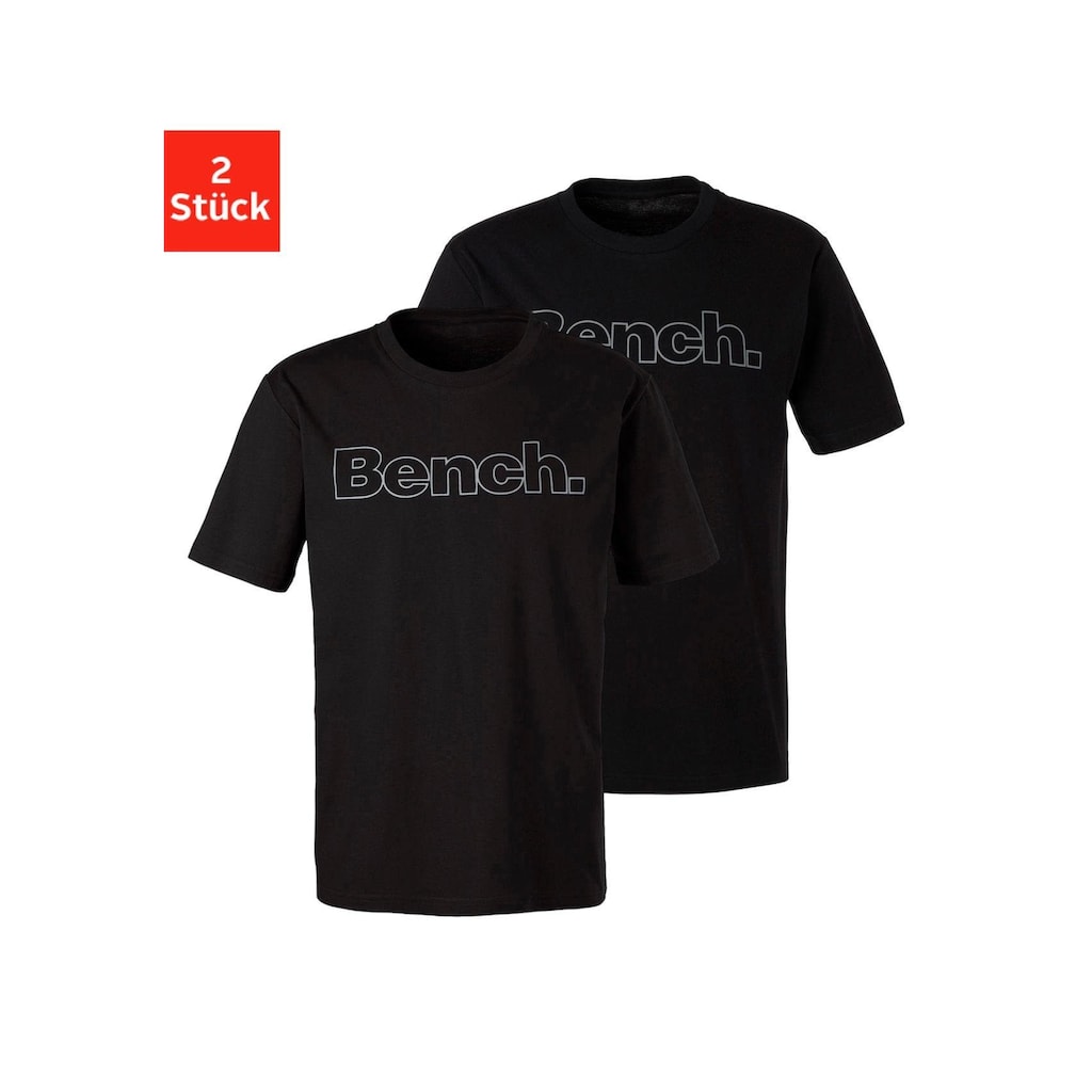 Bench. Loungewear T-Shirt, (2 tlg.), Shirt mit Logoprint, Basicshirt mit Rundhals aus reiner Baumwolle