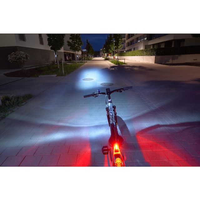 FISCHER Fahrrad Fahrradbeleuchtung »FISCHER LED Beleuchtungsset mit 360Â°  Bodenleuchte«, (Set, 3, Front- und Rücklicht), mit zusätzlicher  Bodenleuchte bei