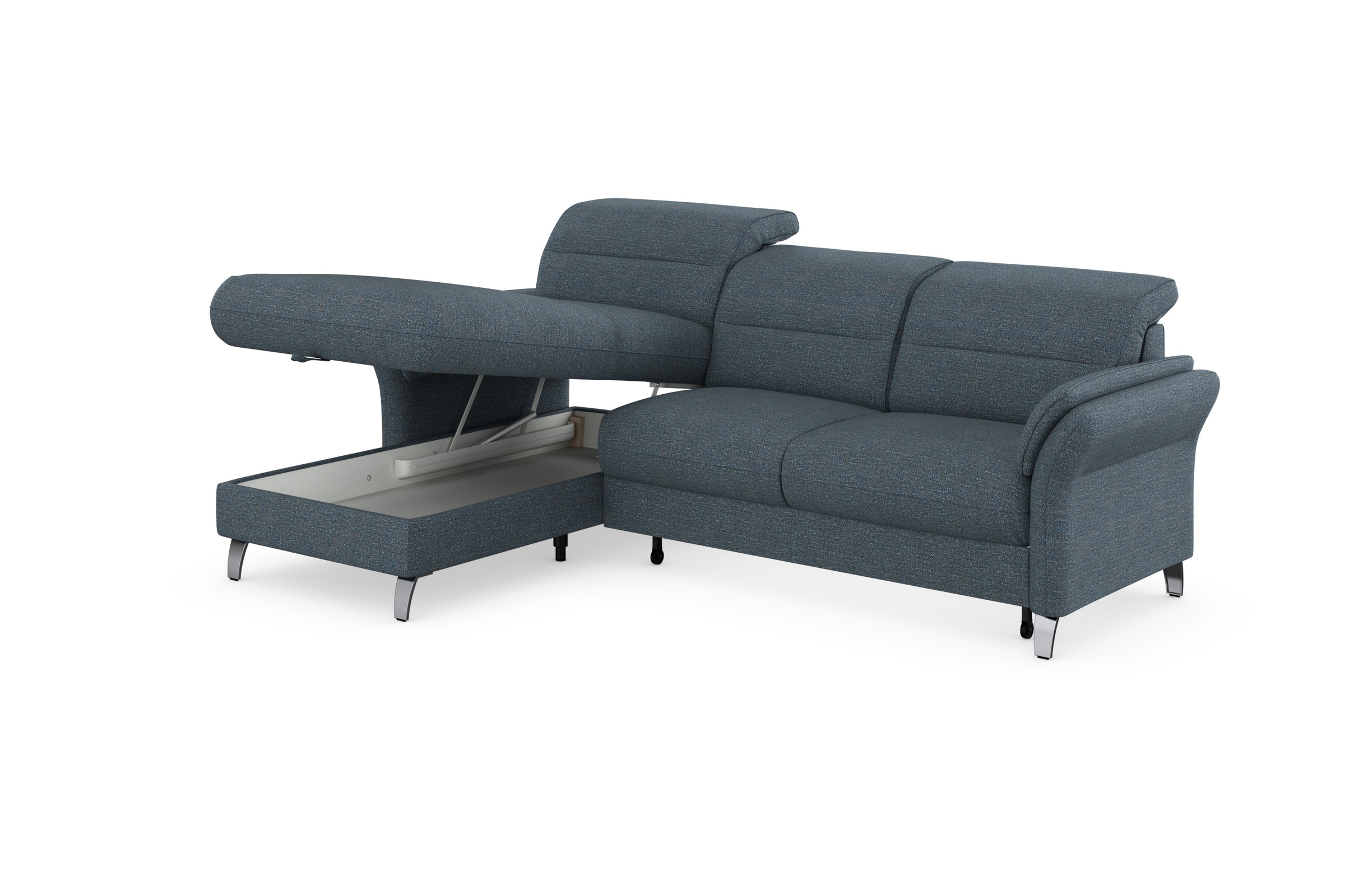 sit&more Ecksofa »Grenoble L-Form mit Federkern«, wahlweise mit Bettfunktion, Bettkasten, Arm- und Kopfteilverstellung