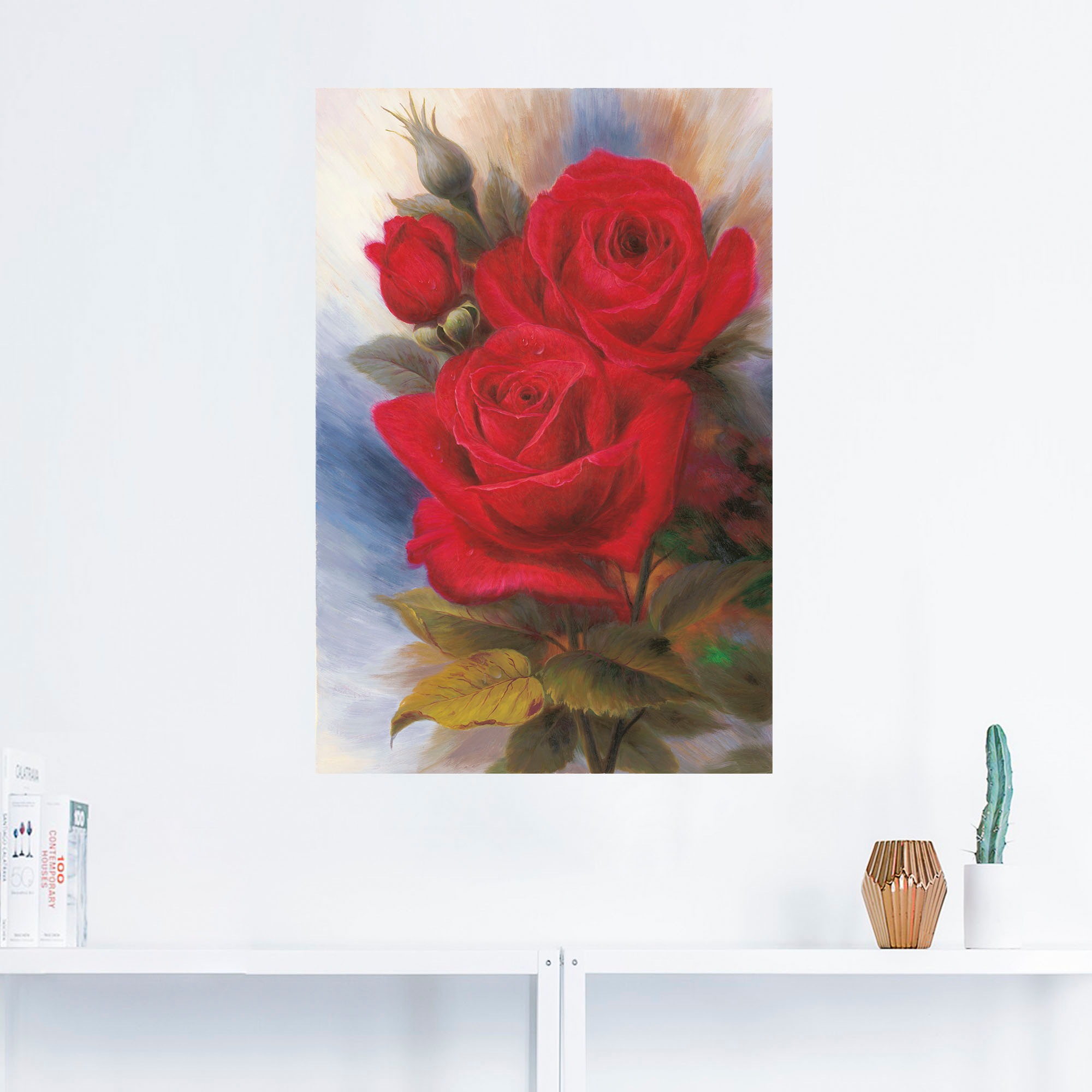 »Rote in (1 Alubild, Leinwandbild, oder Raten Wandaufkleber Poster Artland Rosen als versch. auf Größen bestellen I«, Wandbild St.), Blumenbilder,