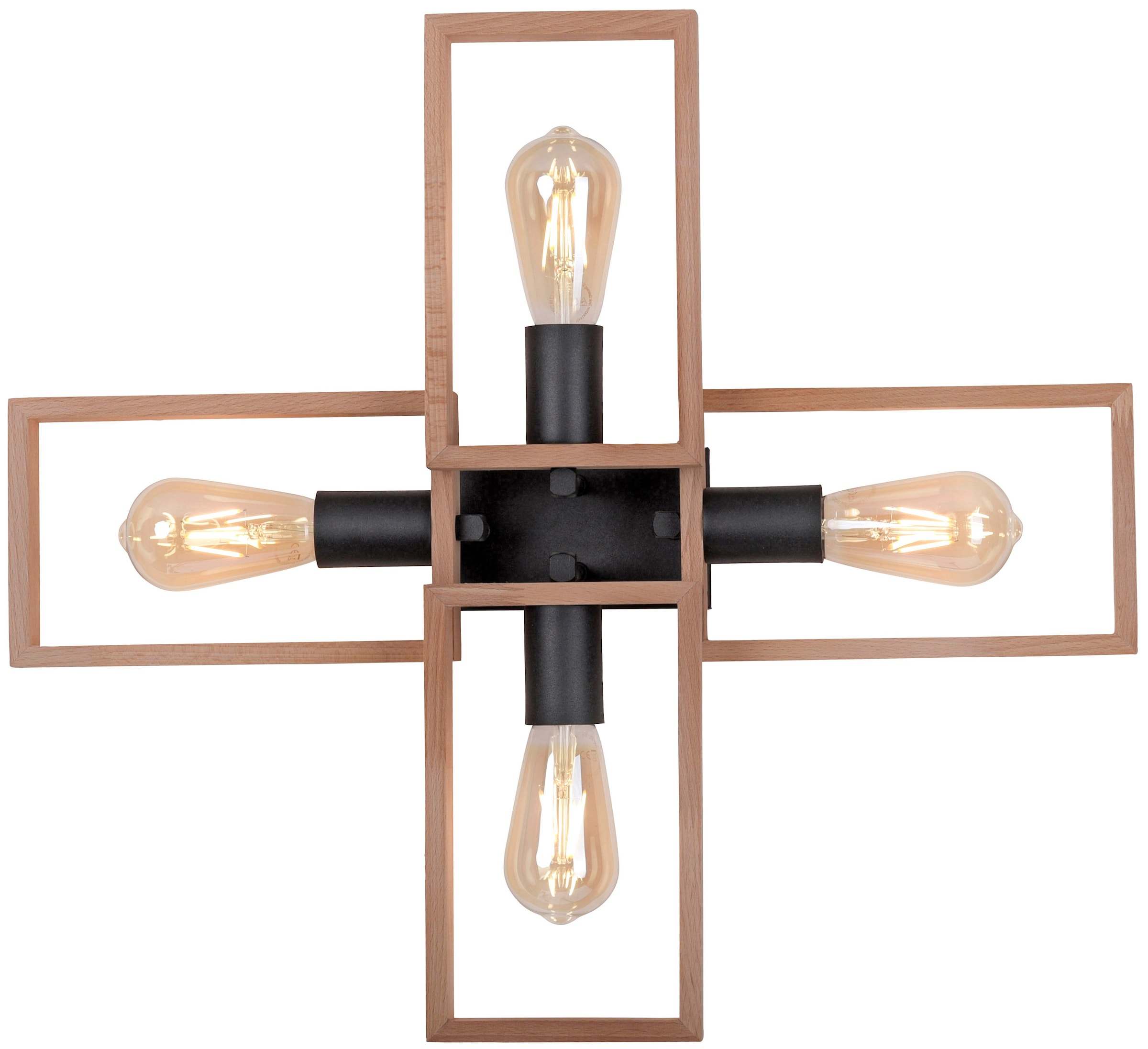 Home affaire Deckenleuchte | für Deckenlampe E27 Holz »Nohen«, 4 flammig-flammig, Jahren geeignet XXL Garantie (Akazienholz), aus online kaufen Leuchtmittel 3 mit