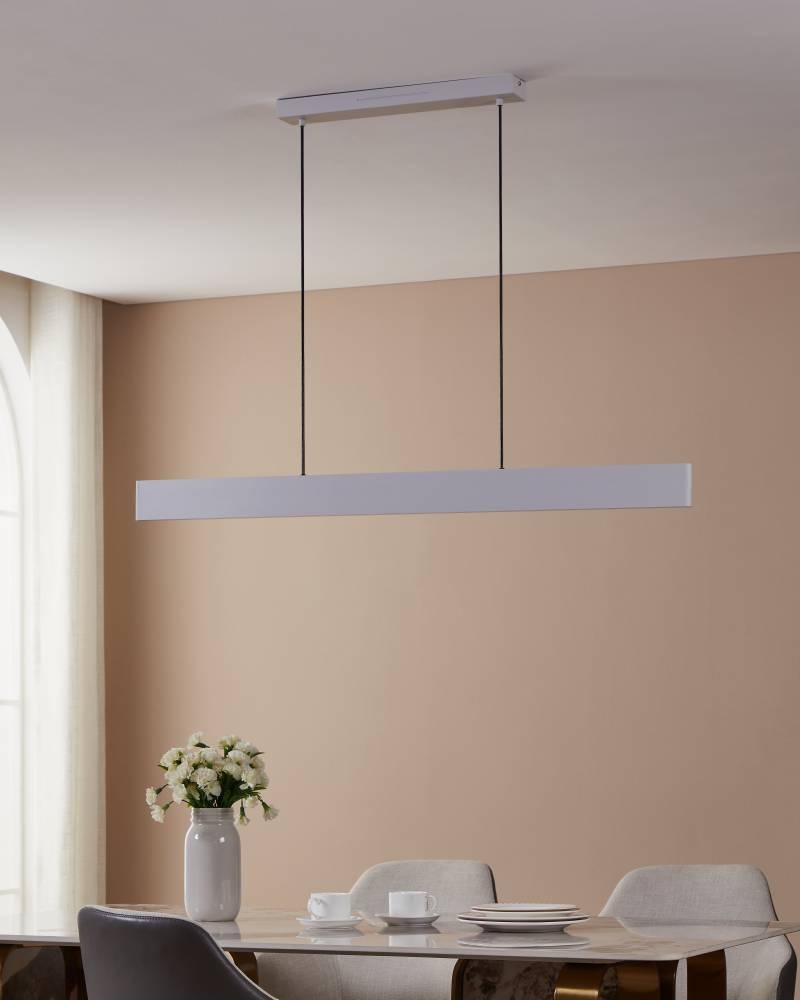 EGLO Hängeleuchte »ANDREAS-Z Hängelampe weiß, ZigBee 3.0, Pendelleuchte, Pendellampe«, 2 flammig, Leuchtmittel LED-Modul | LED fest integriert, Timer, App / Sprachsteuerung Alexa, 117x7x110cm, exkl. Fernbedienung