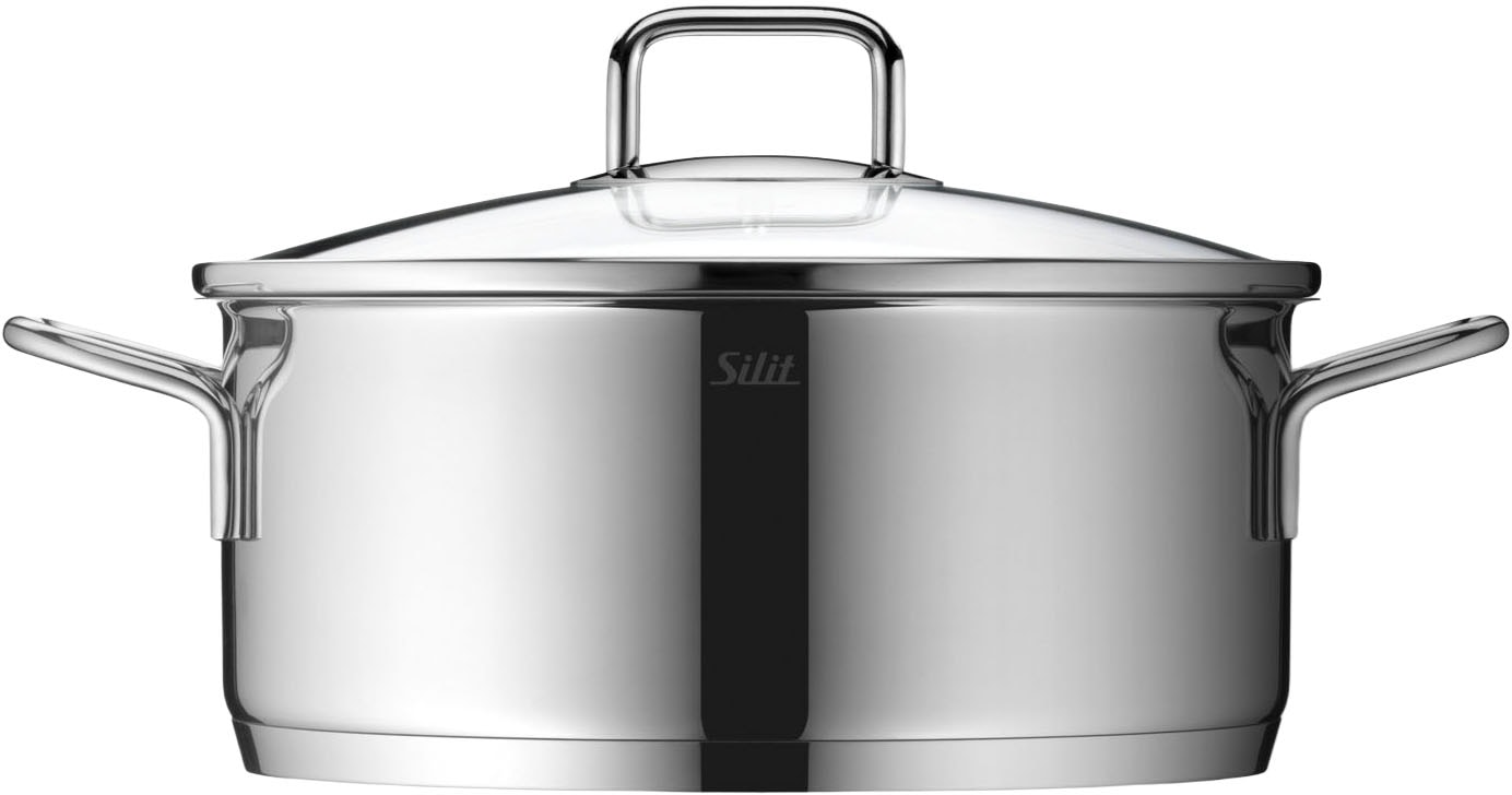 Silit Bratentopf »Extra Cook, mit Glasdeckel«, Edelstahl 18/10, (2 tlg.), SiliTherm Universalboden, induktionsgeeignet, spülmaschinengeeignet