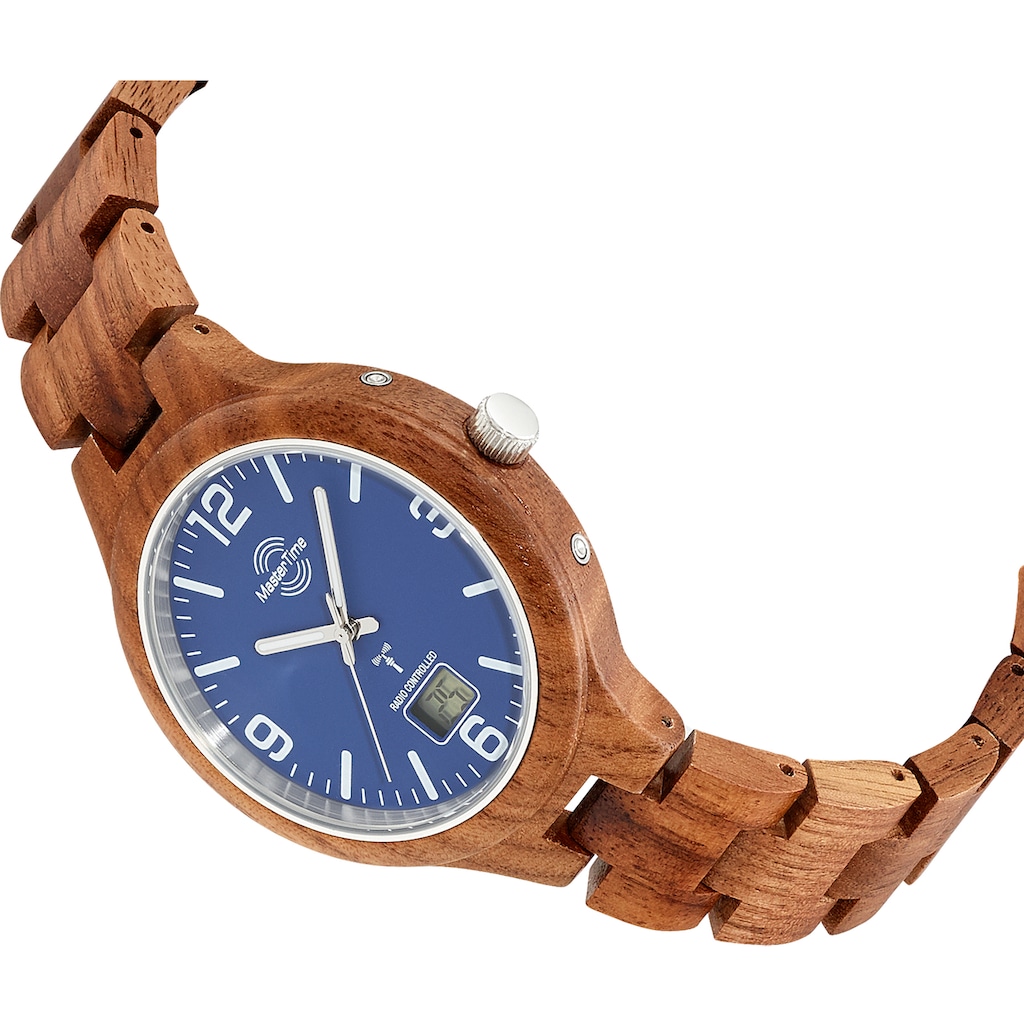 MASTER TIME Funkuhr »Specialist Wood, MTGW-10747-31W«, Armbanduhr, Quarzuhr, Herrenuhr, Datum, Leuchtzeiger