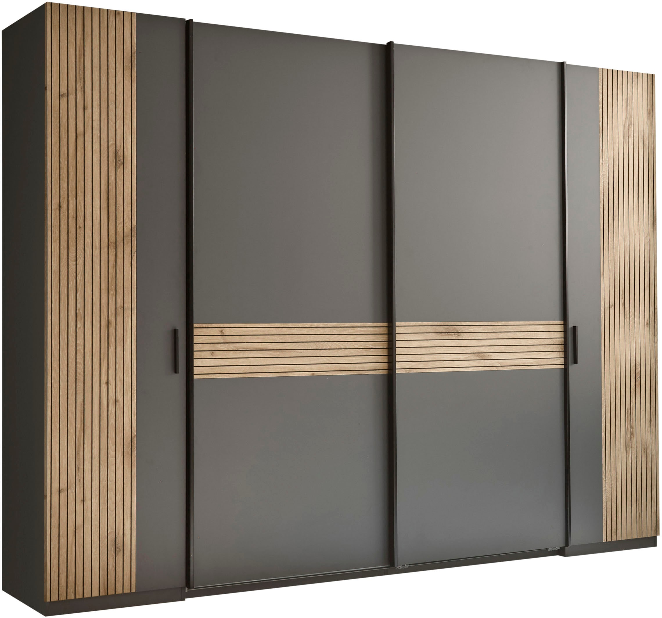 Schlafkontor Kleiderschrank »Daria Drehtürenschrank, Schwebetürenschrank, Schiebetürenschrank«, Absetzung in Viking Oak heller Rillenoptik