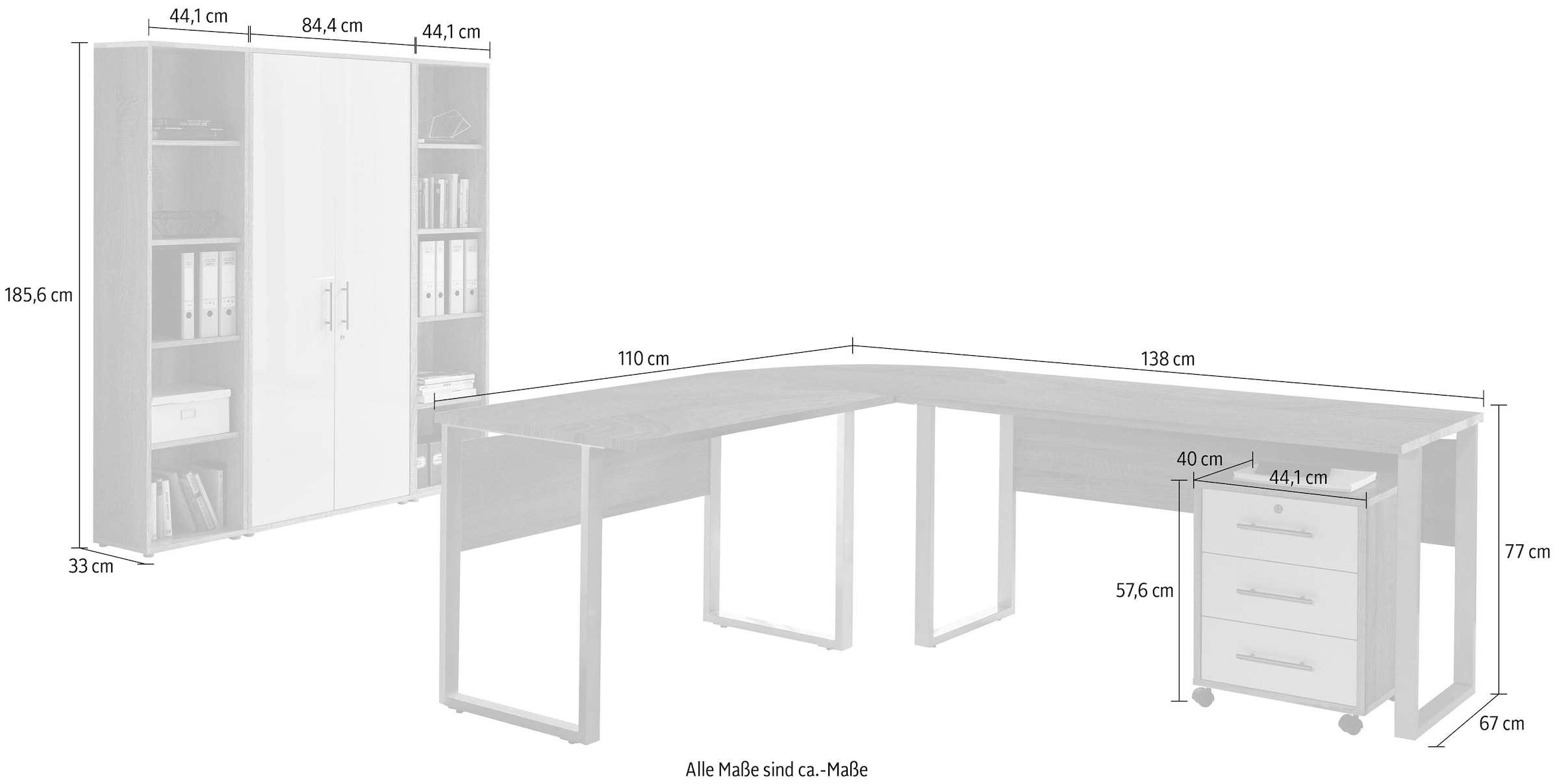 BMG Möbel Büromöbel-Set »Tabor Office«, (Set, 4 tlg.)