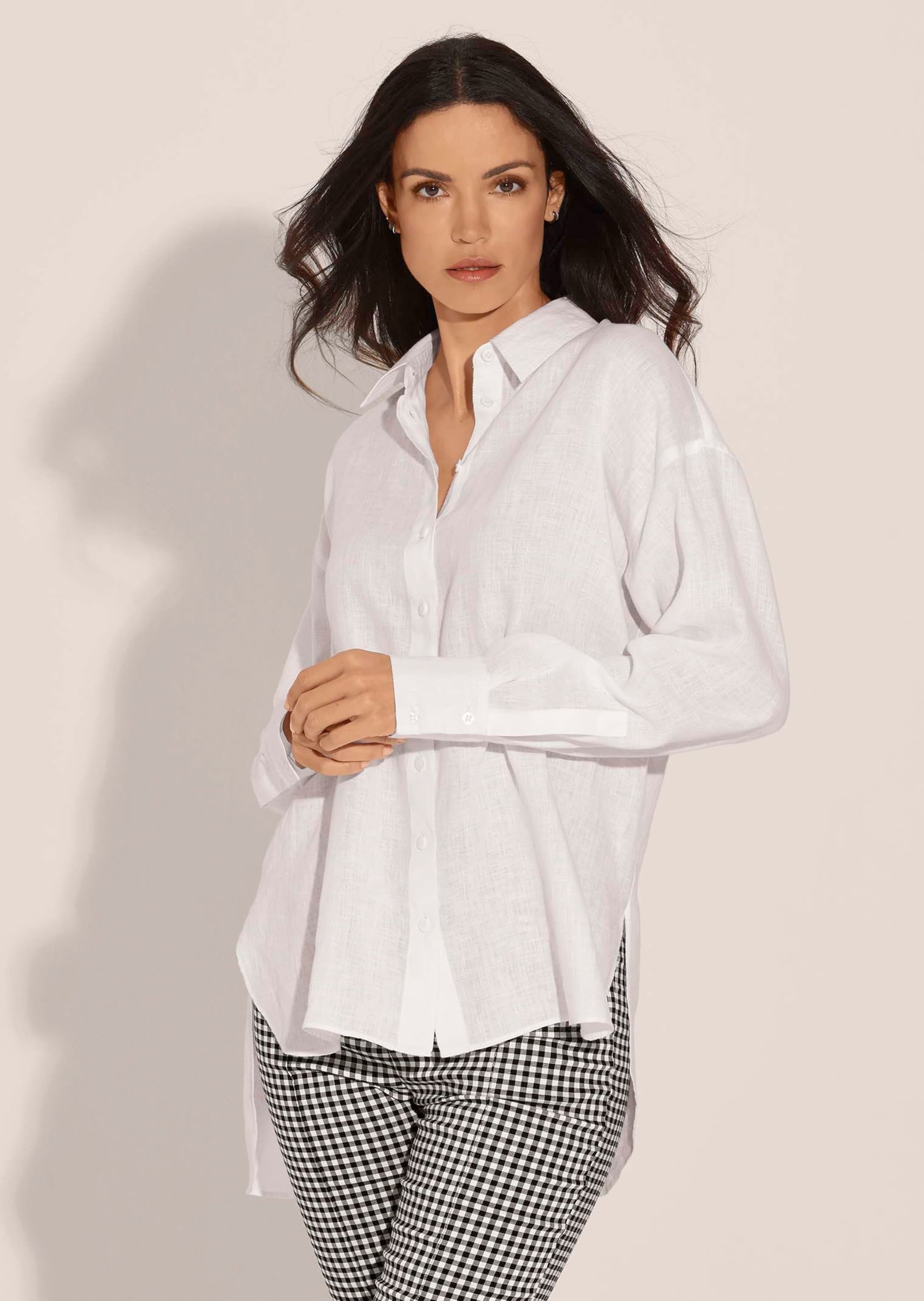 MADELEINE Hemdbluse »Leinenhemd Modernes Oversized-Hemd mit Schlitzen«
